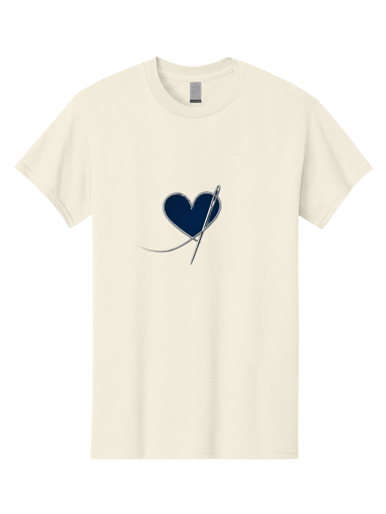 Sewing-Needle-Heart Men'S Graphic Tee, 100% Cotton, Comfortable Casual Summer Wear, Machine Washable, Heart With Needle And Thread, Sewn Love, Handmade Craft, Embroidery Art, Stitched Heart, Needlework, Diy Decoration, Silver Thread Bad533