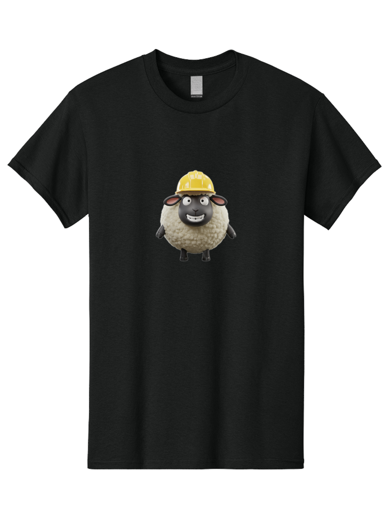 Shaun-Sheep Men'S Graphic Tee, 100% Cotton, Comfortable Casual Summer Wear, Machine Washable, Cartoon Sheep, Shaun The Sheep Character, Yellow Hard Hat, Construction Worker Sheep, Funny Farm Animals, Whimsical Illustration, Bad535