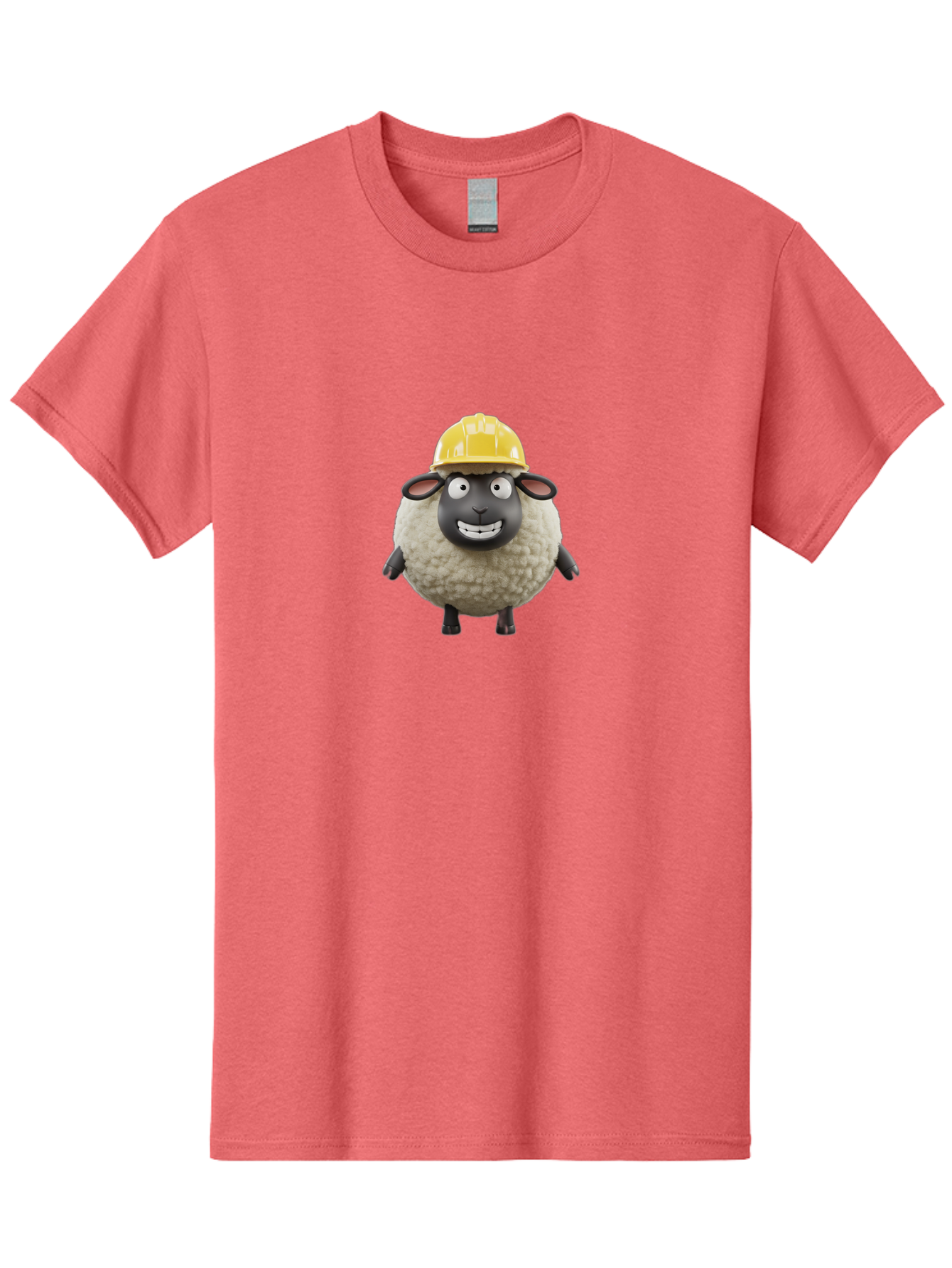 Shaun-Sheep Men'S Graphic Tee, 100% Cotton, Comfortable Casual Summer Wear, Machine Washable, Cartoon Sheep, Shaun The Sheep Character, Yellow Hard Hat, Construction Worker Sheep, Funny Farm Animals, Whimsical Illustration, Bad535