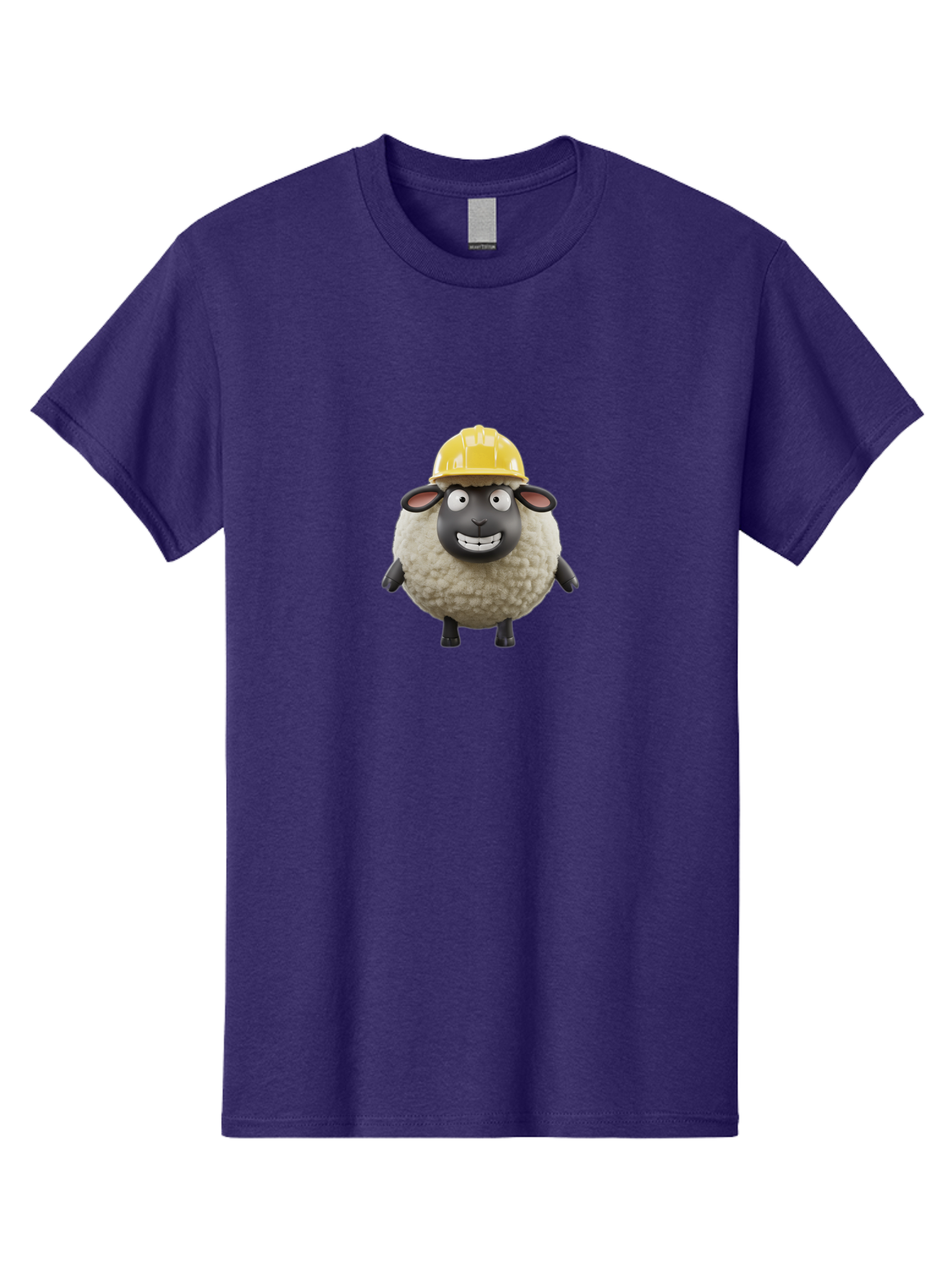 Shaun-Sheep Men'S Graphic Tee, 100% Cotton, Comfortable Casual Summer Wear, Machine Washable, Cartoon Sheep, Shaun The Sheep Character, Yellow Hard Hat, Construction Worker Sheep, Funny Farm Animals, Whimsical Illustration, Bad535