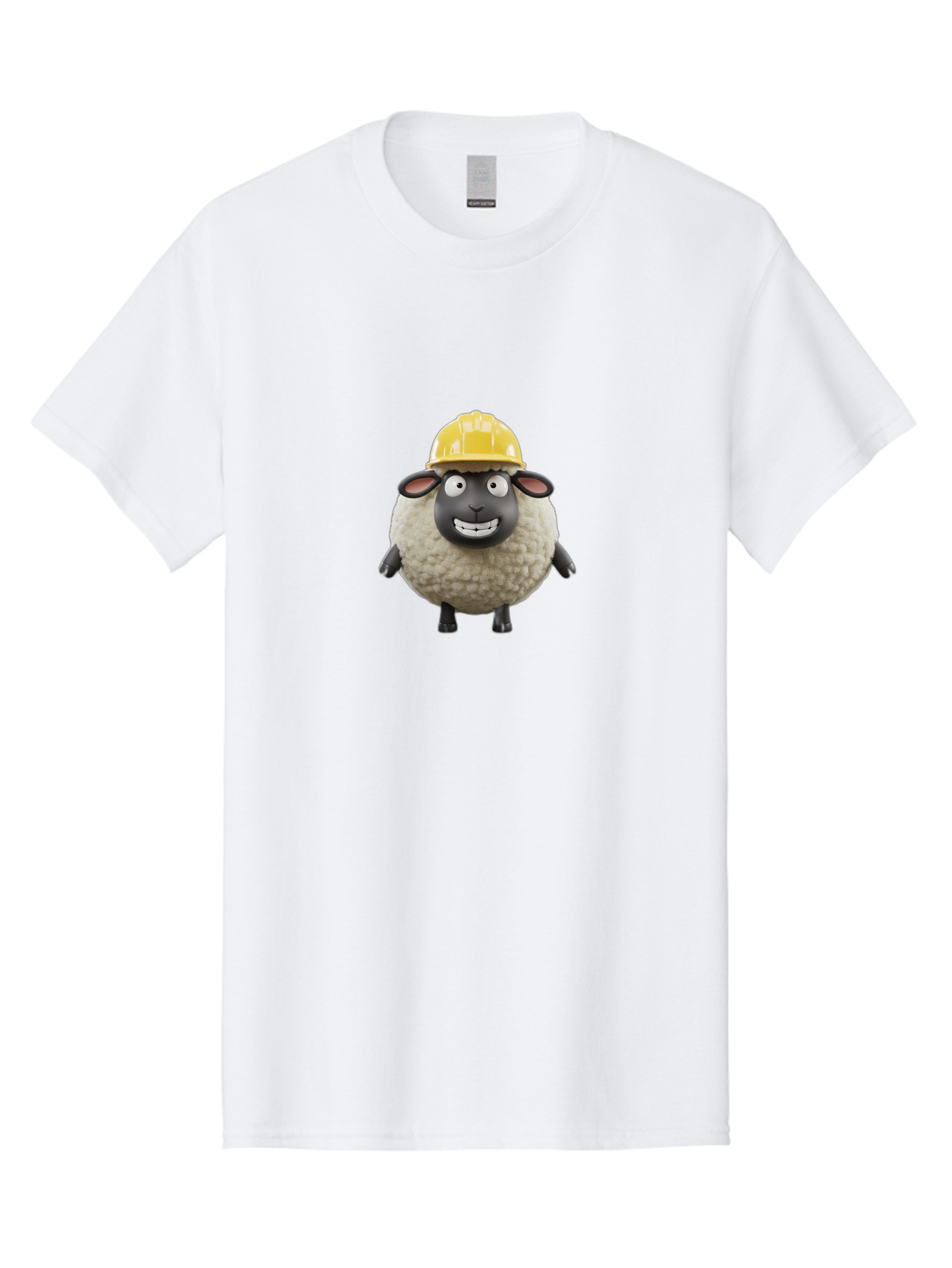 Shaun-Sheep Men'S Graphic Tee, 100% Cotton, Comfortable Casual Summer Wear, Machine Washable, Cartoon Sheep, Shaun The Sheep Character, Yellow Hard Hat, Construction Worker Sheep, Funny Farm Animals, Whimsical Illustration, Bad535