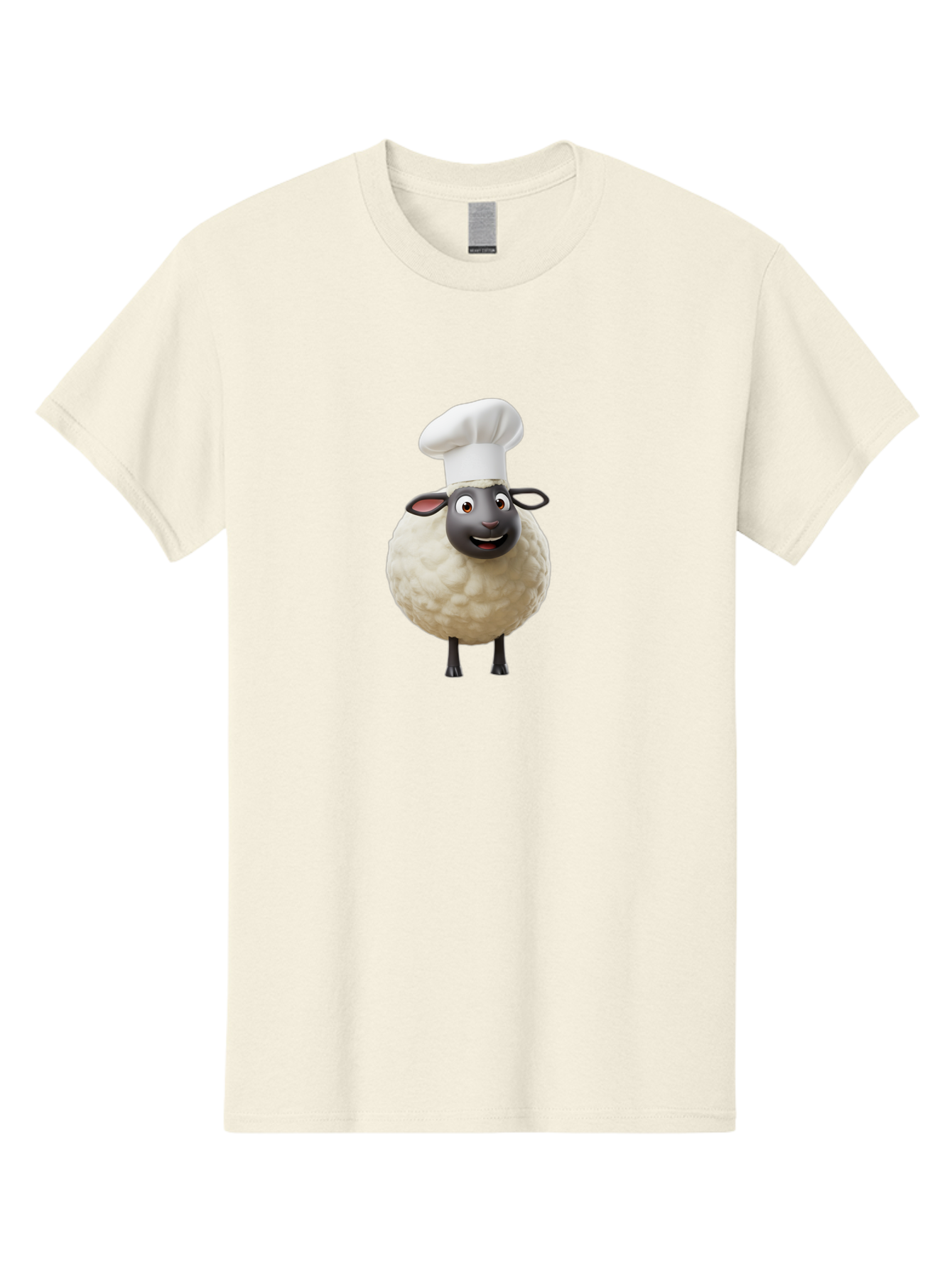 Shaun-The-Sheep-Chef Men'S Graphic Tee, 100% Cotton, Comfortable Casual Summer Wear, Machine Washable, Shaun The Sheep, Chef Hat, Cartoon Character, Cooking, Culinary, Funny Animal, 3D Animation, Character Design, Humorous, Whimsical, Lamb, Bad537