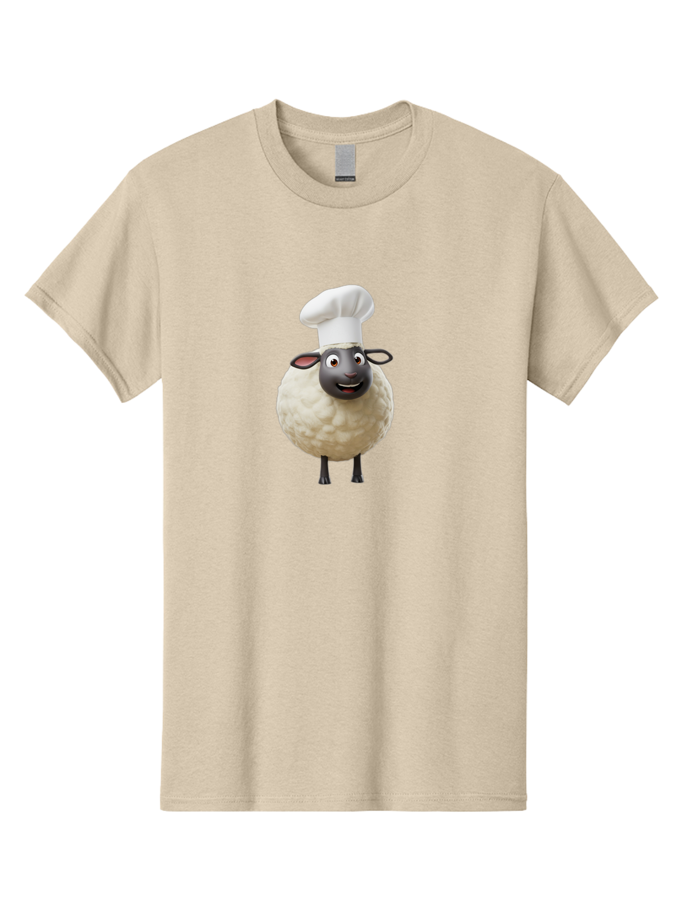 Shaun-The-Sheep-Chef Men'S Graphic Tee, 100% Cotton, Comfortable Casual Summer Wear, Machine Washable, Shaun The Sheep, Chef Hat, Cartoon Character, Cooking, Culinary, Funny Animal, 3D Animation, Character Design, Humorous, Whimsical, Lamb, Bad537