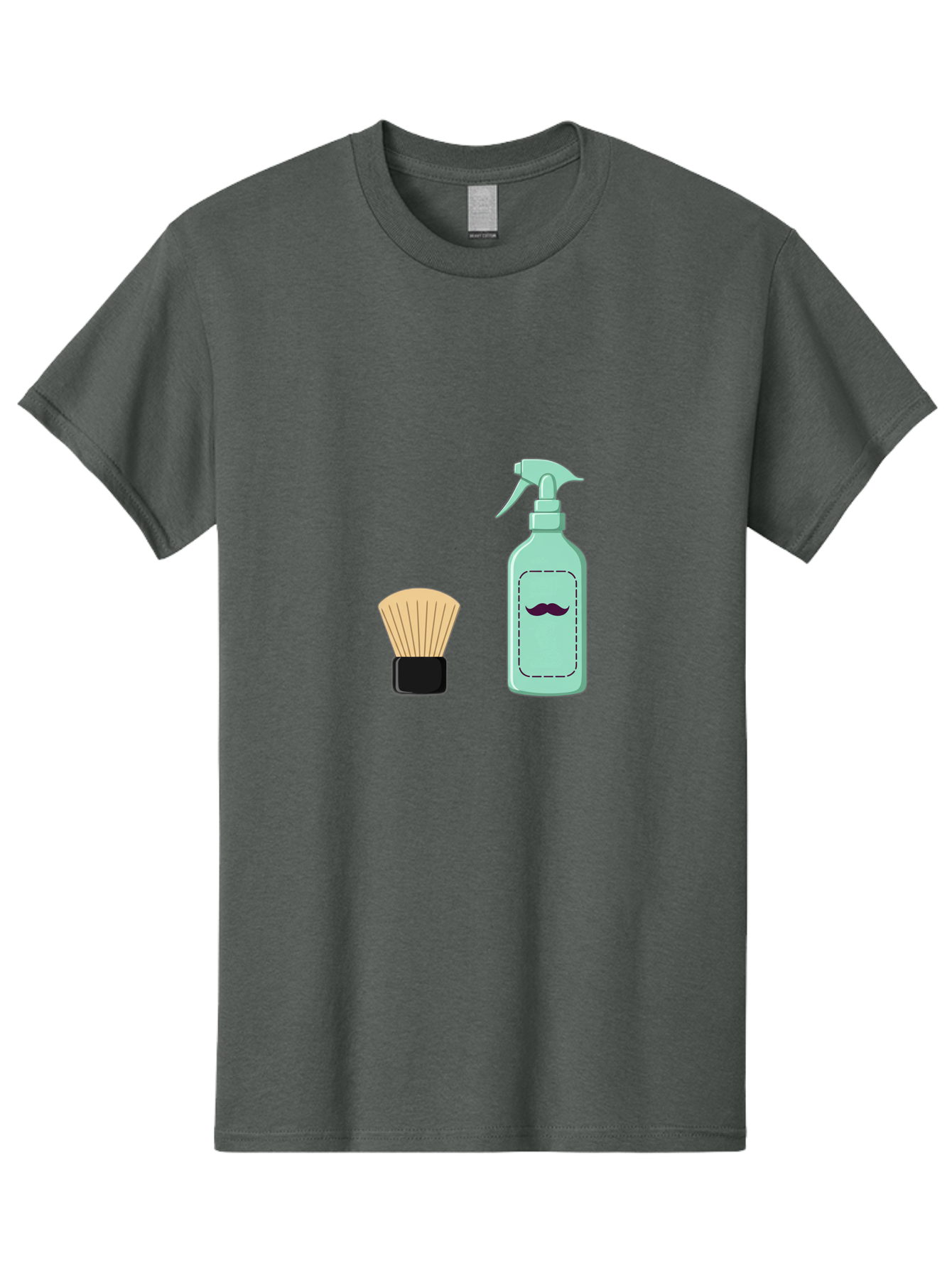 Shaving-Brush-And-Spray-Bottle Men'S Graphic Tee, 100% Cotton, Comfortable Casual Summer Wear, Machine Washable, Shaving Brush, Shaving Kit, Mustache Grooming, Men'S Grooming Products, Personal Care, Grooming Accessories, Shaving Essentials, Bad543