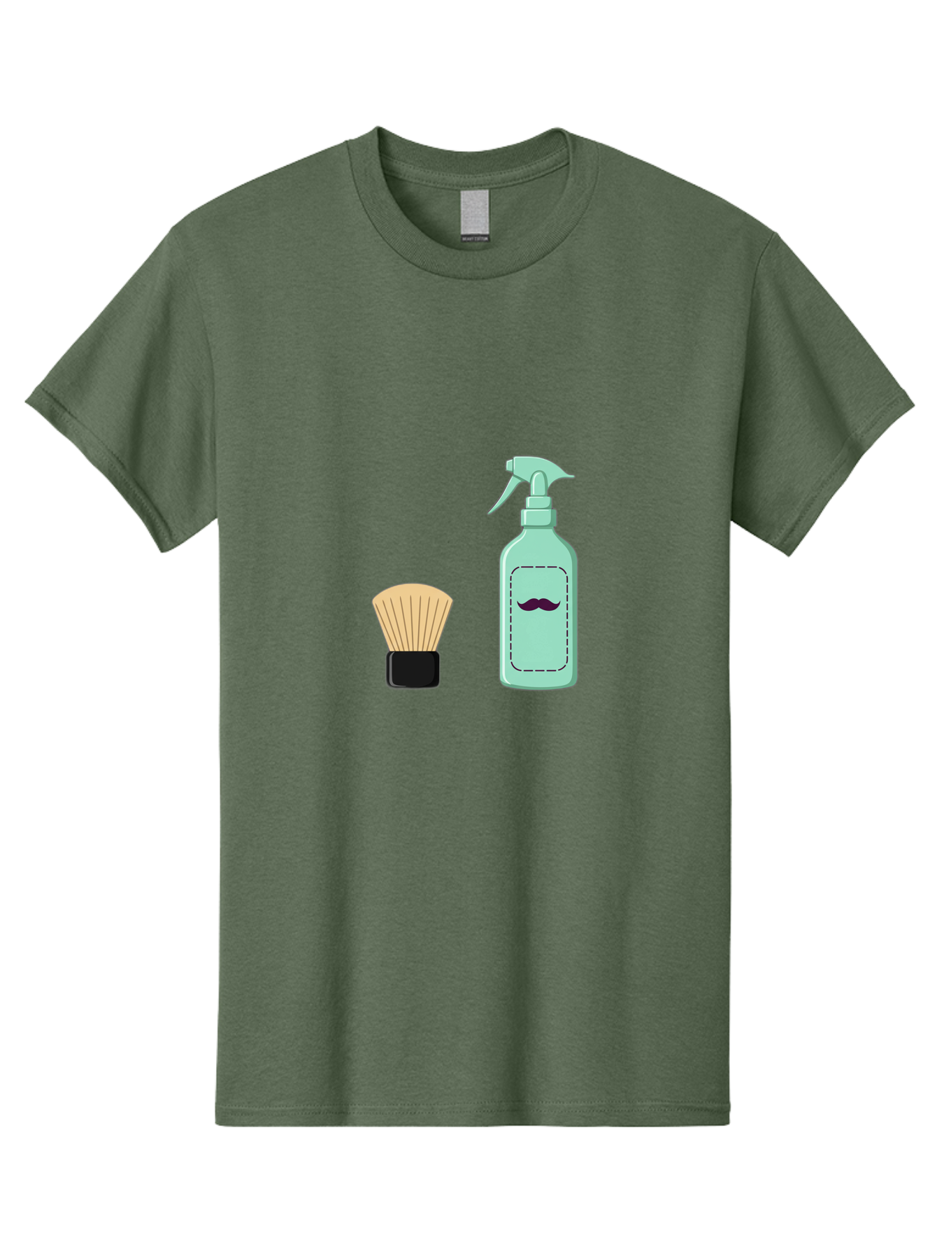 Shaving-Brush-And-Spray-Bottle Men'S Graphic Tee, 100% Cotton, Comfortable Casual Summer Wear, Machine Washable, Shaving Brush, Shaving Kit, Mustache Grooming, Men'S Grooming Products, Personal Care, Grooming Accessories, Shaving Essentials, Bad543