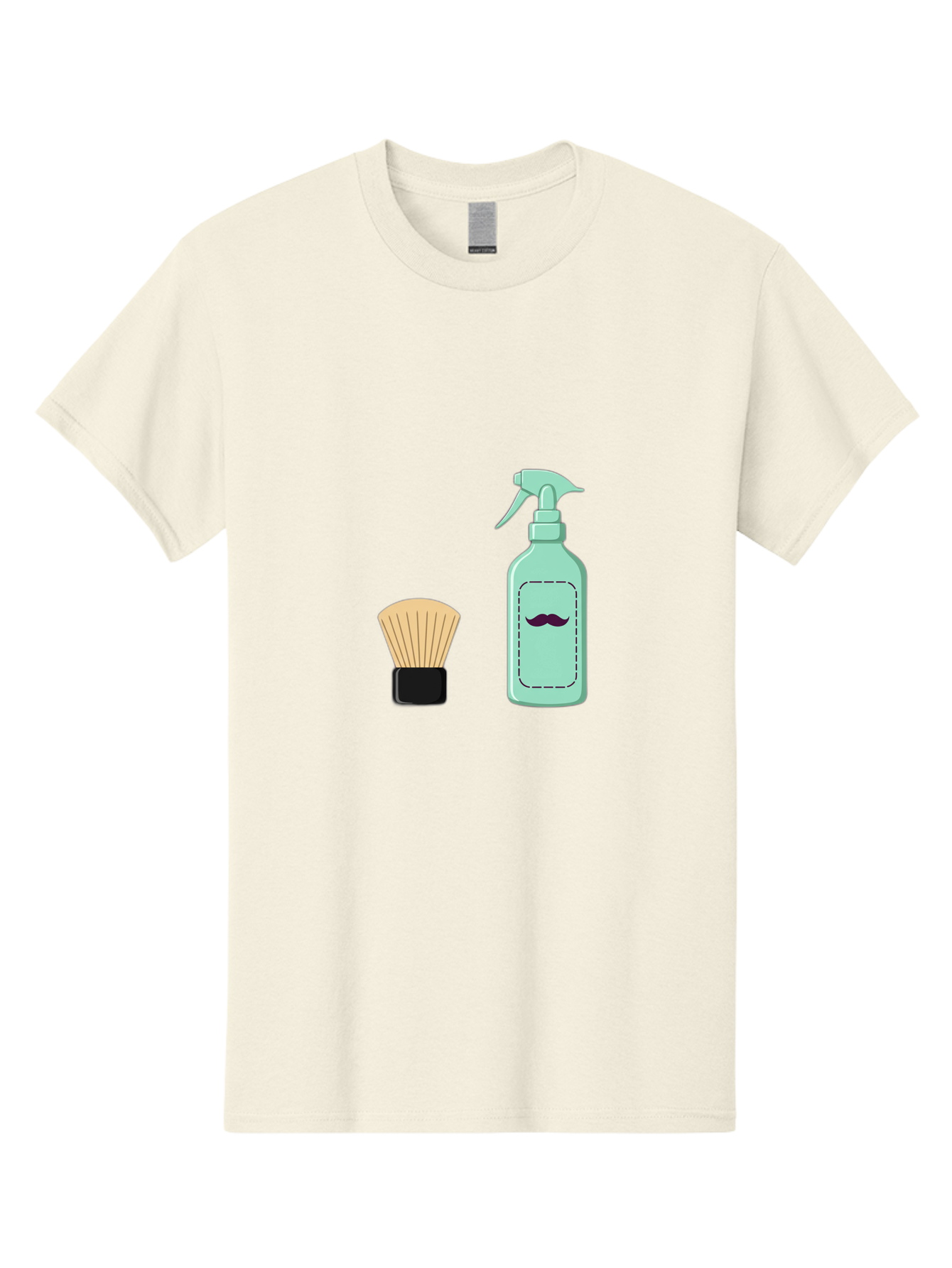 Shaving-Brush-And-Spray-Bottle Men'S Graphic Tee, 100% Cotton, Comfortable Casual Summer Wear, Machine Washable, Shaving Brush, Shaving Kit, Mustache Grooming, Men'S Grooming Products, Personal Care, Grooming Accessories, Shaving Essentials, Bad543