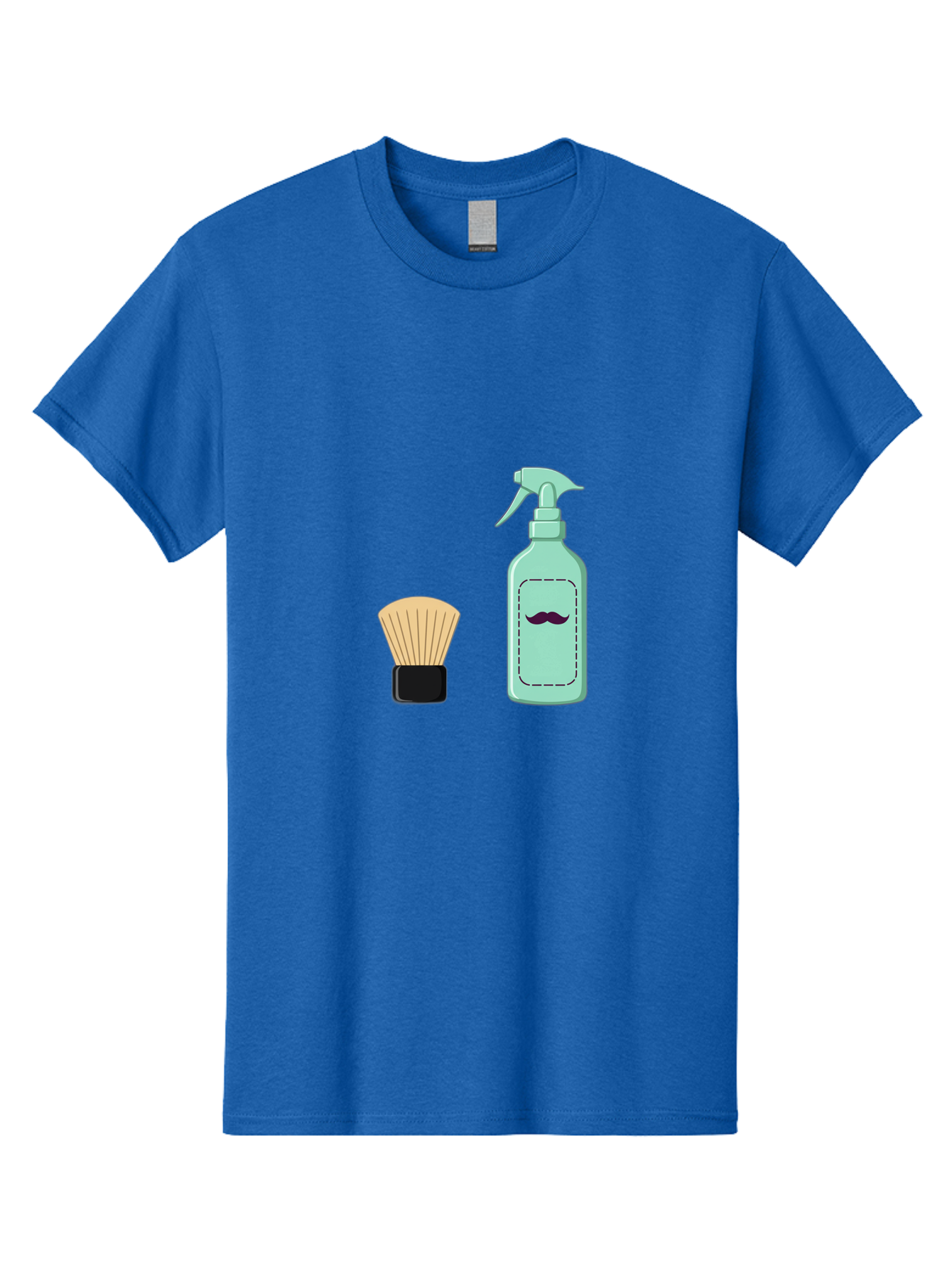 Shaving-Brush-And-Spray-Bottle Men'S Graphic Tee, 100% Cotton, Comfortable Casual Summer Wear, Machine Washable, Shaving Brush, Shaving Kit, Mustache Grooming, Men'S Grooming Products, Personal Care, Grooming Accessories, Shaving Essentials, Bad543