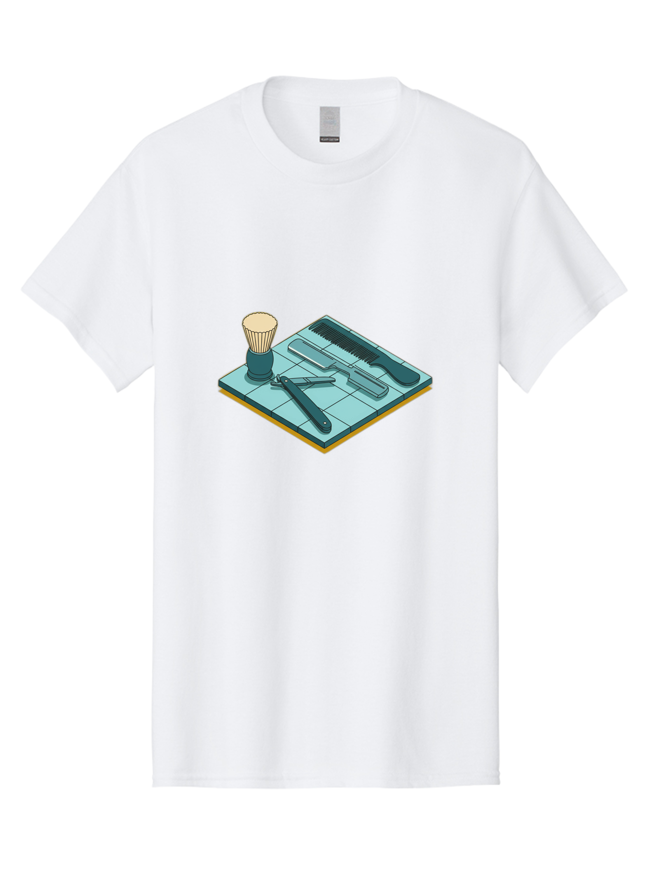 Shaving-Kit Men'S Graphic Tee, 100% Cotton, Comfortable Casual Summer Wear, Machine Washable, Shaving Kit, Straight Razor, Comb, Shaving Brush, Grooming Tools, Men'S Grooming, Barber Supplies, Personal Care Bad546