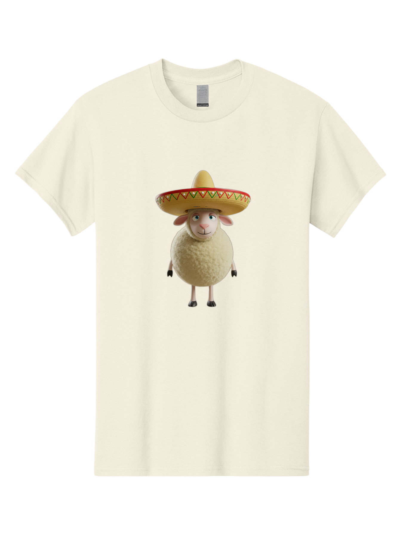 Sheep-In-Sombrero Men'S Graphic Tee, 100% Cotton, Comfortable Casual Summer Wear, Machine Washable, Cartoon Sheep Wearing Sombrero, Funny Animal, Humorous Illustration, Playful Character, Whimsical Design, Sheep In Hat Bad551