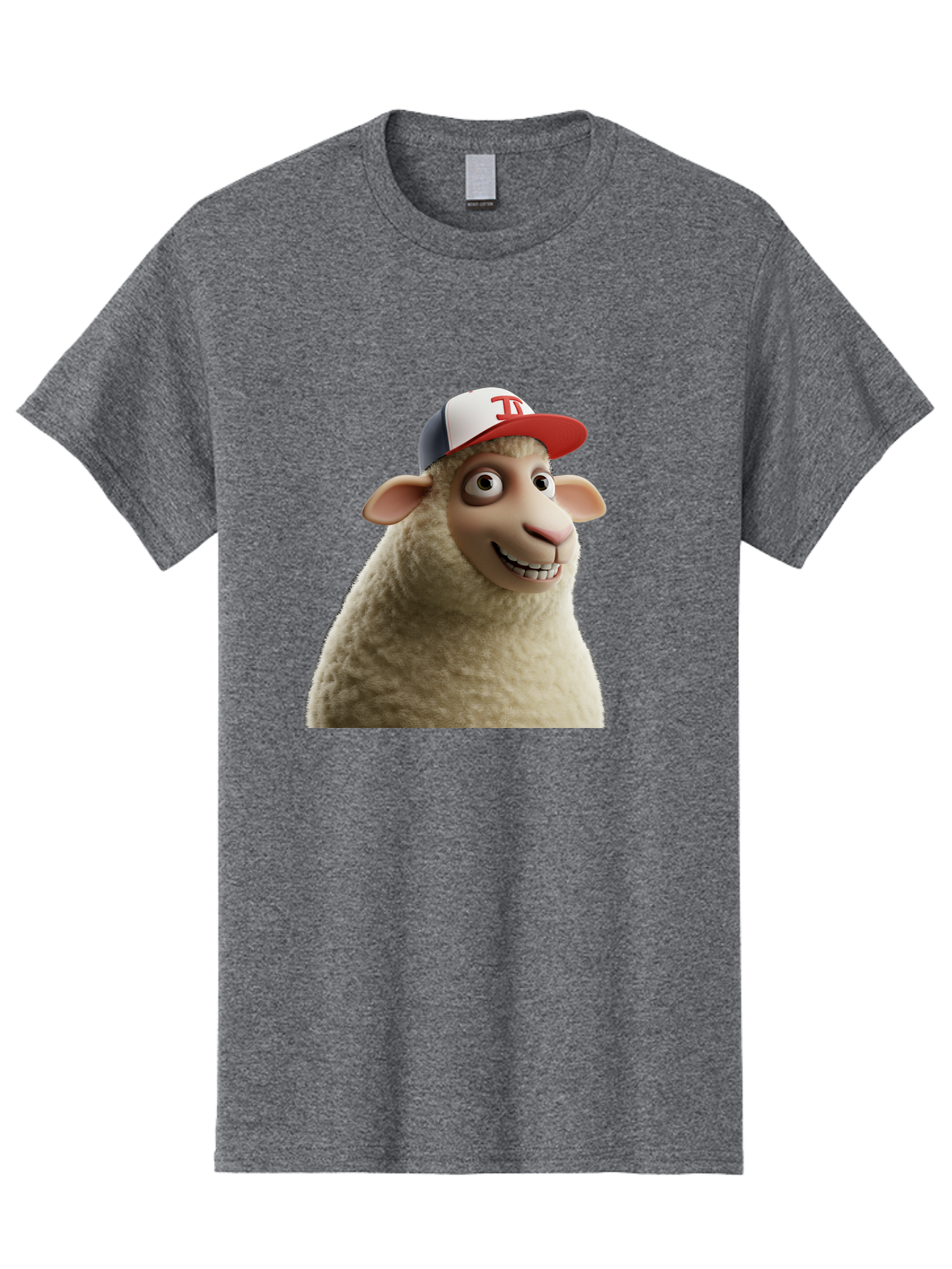 Sheep-Wearing-Baseball-Cap Men'S Graphic Tee, 100% Cotton, Comfortable Casual Summer Wear, Machine Washable, Cartoon Sheep, Sheep Character, Funny Animal, Comedic Cartoon, Baseball Cap, Animated Animal, Humorous Character, White Sheep, Tj Logo Bad558