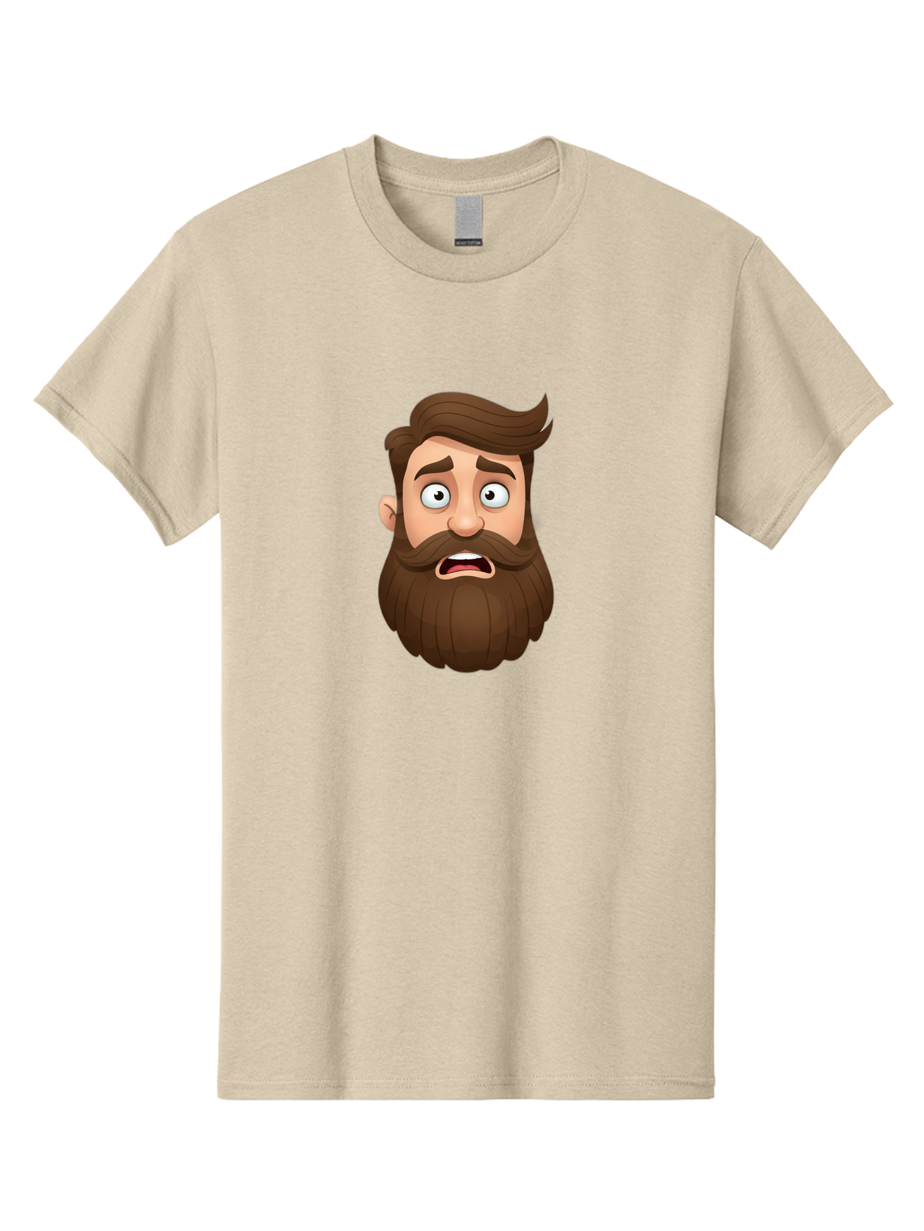 Shocked-Man Men'S Graphic Tee, 100% Cotton, Comfortable Casual Summer Wear, Machine Washable, Cartoon Character, Shocked Expression, Wide Eyes, Open Mouth, Surprised Face, Bearded Man, Comic Style, Exaggerated Features, Emotional Reaction Bad561