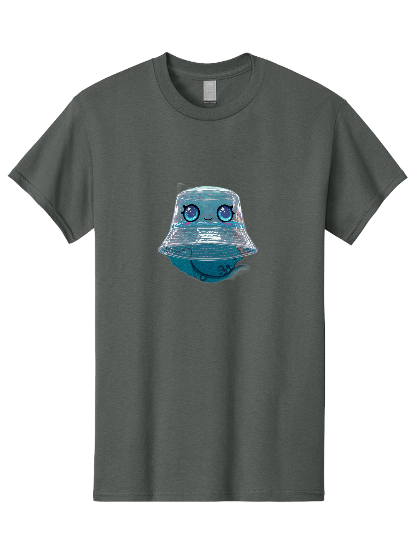 Shopkins-Jelly-Bucket Men'S Graphic Tee, 100% Cotton, Comfortable Casual Summer Wear, Machine Washable, Cartoon Ice Cream, Blue Ice Cream, Shopkins Character, Sweet Treats, Whimsical Design, Kawaii Style, Face With Eyes, Cute Desserts, Bad562
