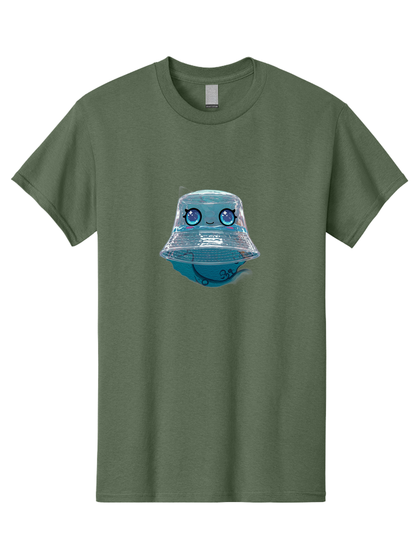 Shopkins-Jelly-Bucket Men'S Graphic Tee, 100% Cotton, Comfortable Casual Summer Wear, Machine Washable, Cartoon Ice Cream, Blue Ice Cream, Shopkins Character, Sweet Treats, Whimsical Design, Kawaii Style, Face With Eyes, Cute Desserts, Bad562