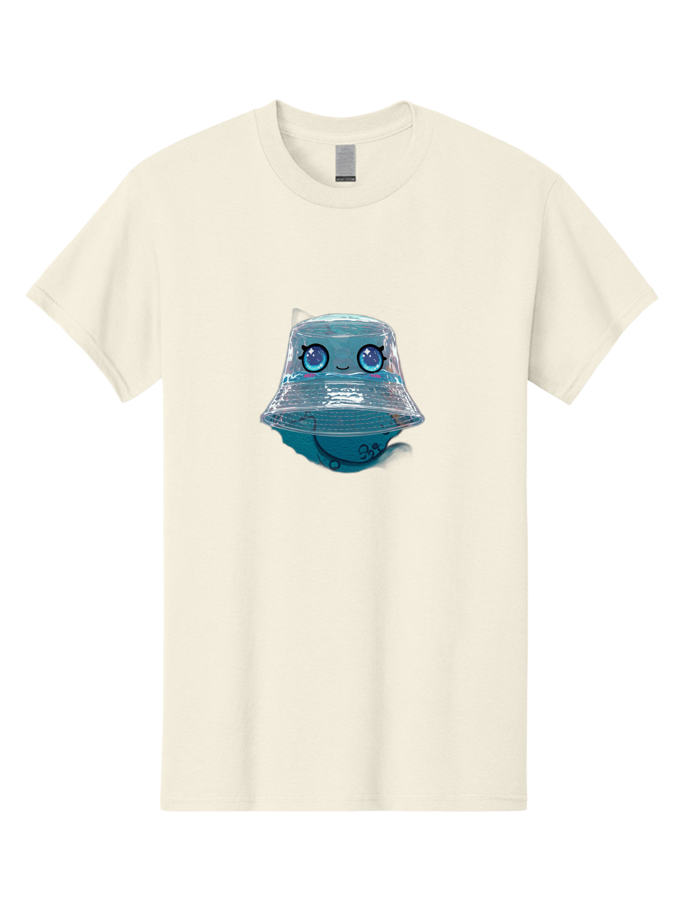 Shopkins-Jelly-Bucket Men'S Graphic Tee, 100% Cotton, Comfortable Casual Summer Wear, Machine Washable, Cartoon Ice Cream, Blue Ice Cream, Shopkins Character, Sweet Treats, Whimsical Design, Kawaii Style, Face With Eyes, Cute Desserts, Bad562