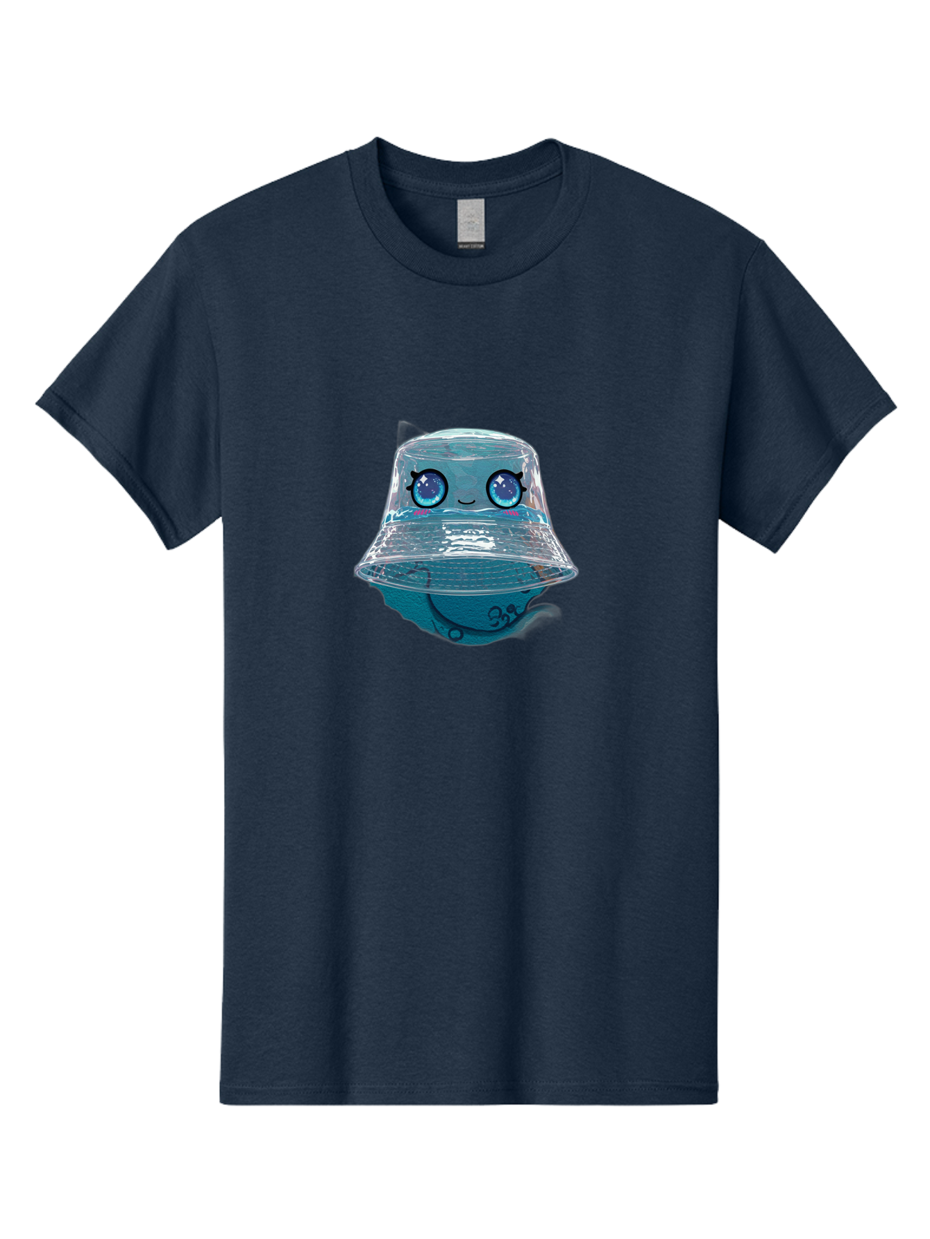 Shopkins-Jelly-Bucket Men'S Graphic Tee, 100% Cotton, Comfortable Casual Summer Wear, Machine Washable, Cartoon Ice Cream, Blue Ice Cream, Shopkins Character, Sweet Treats, Whimsical Design, Kawaii Style, Face With Eyes, Cute Desserts, Bad562