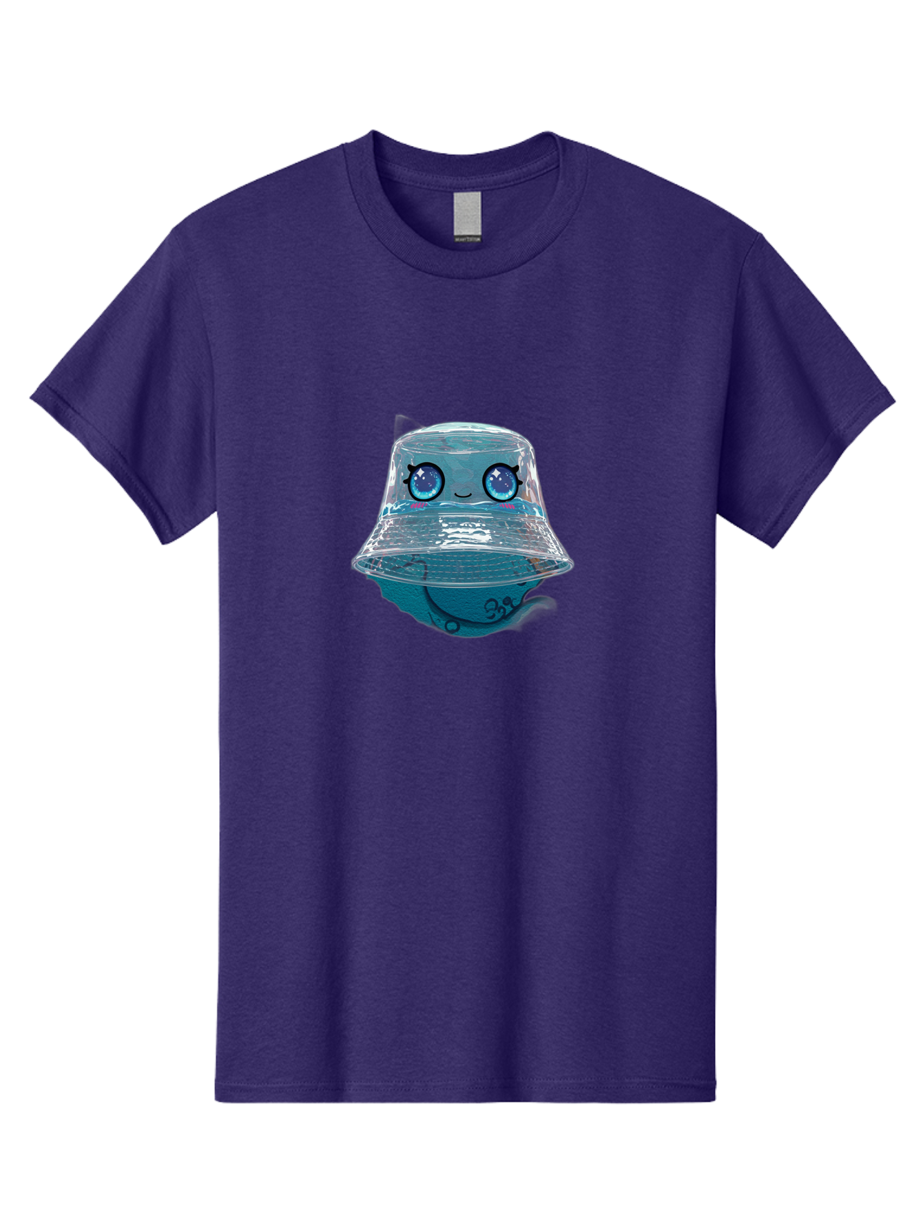Shopkins-Jelly-Bucket Men'S Graphic Tee, 100% Cotton, Comfortable Casual Summer Wear, Machine Washable, Cartoon Ice Cream, Blue Ice Cream, Shopkins Character, Sweet Treats, Whimsical Design, Kawaii Style, Face With Eyes, Cute Desserts, Bad562