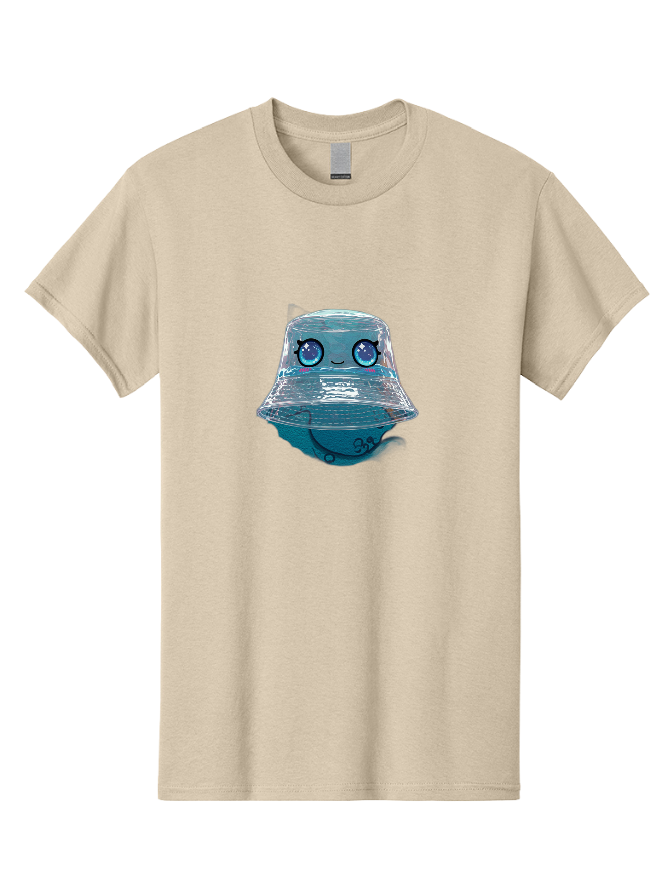 Shopkins-Jelly-Bucket Men'S Graphic Tee, 100% Cotton, Comfortable Casual Summer Wear, Machine Washable, Cartoon Ice Cream, Blue Ice Cream, Shopkins Character, Sweet Treats, Whimsical Design, Kawaii Style, Face With Eyes, Cute Desserts, Bad562