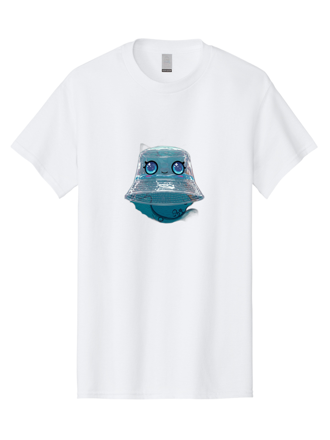 Shopkins-Jelly-Bucket Men'S Graphic Tee, 100% Cotton, Comfortable Casual Summer Wear, Machine Washable, Cartoon Ice Cream, Blue Ice Cream, Shopkins Character, Sweet Treats, Whimsical Design, Kawaii Style, Face With Eyes, Cute Desserts, Bad562