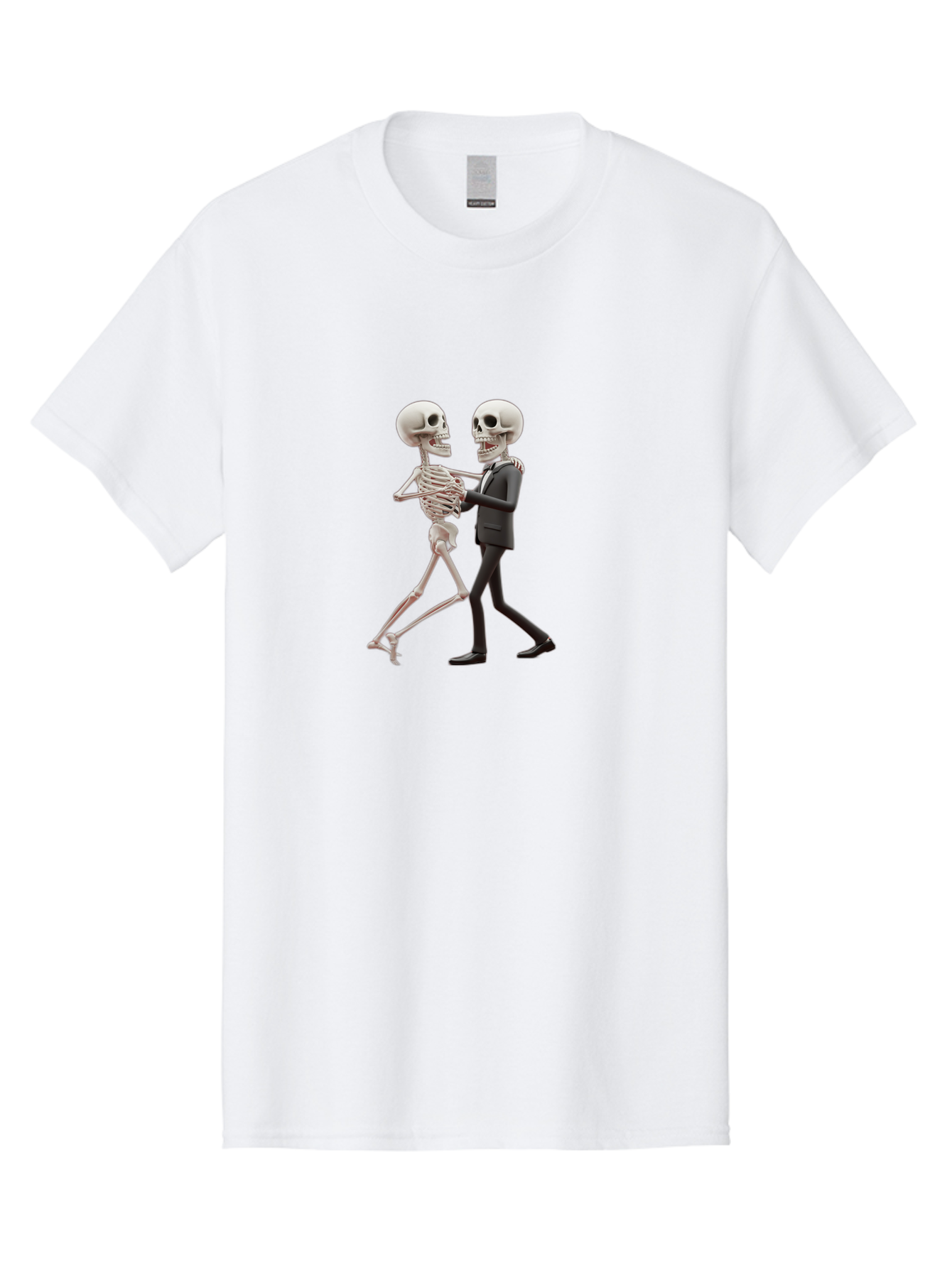 Skeletons-Dancing Men'S Graphic Tee, 100% Cotton, Comfortable Casual Summer Wear, Machine Washable, Skeletons Dancing Together, Humorous Scene, Unique Visuals, Creative Art, 3D Artistry, Skeleton In Suit, Quirky Character Design, Dance Move, Bad577