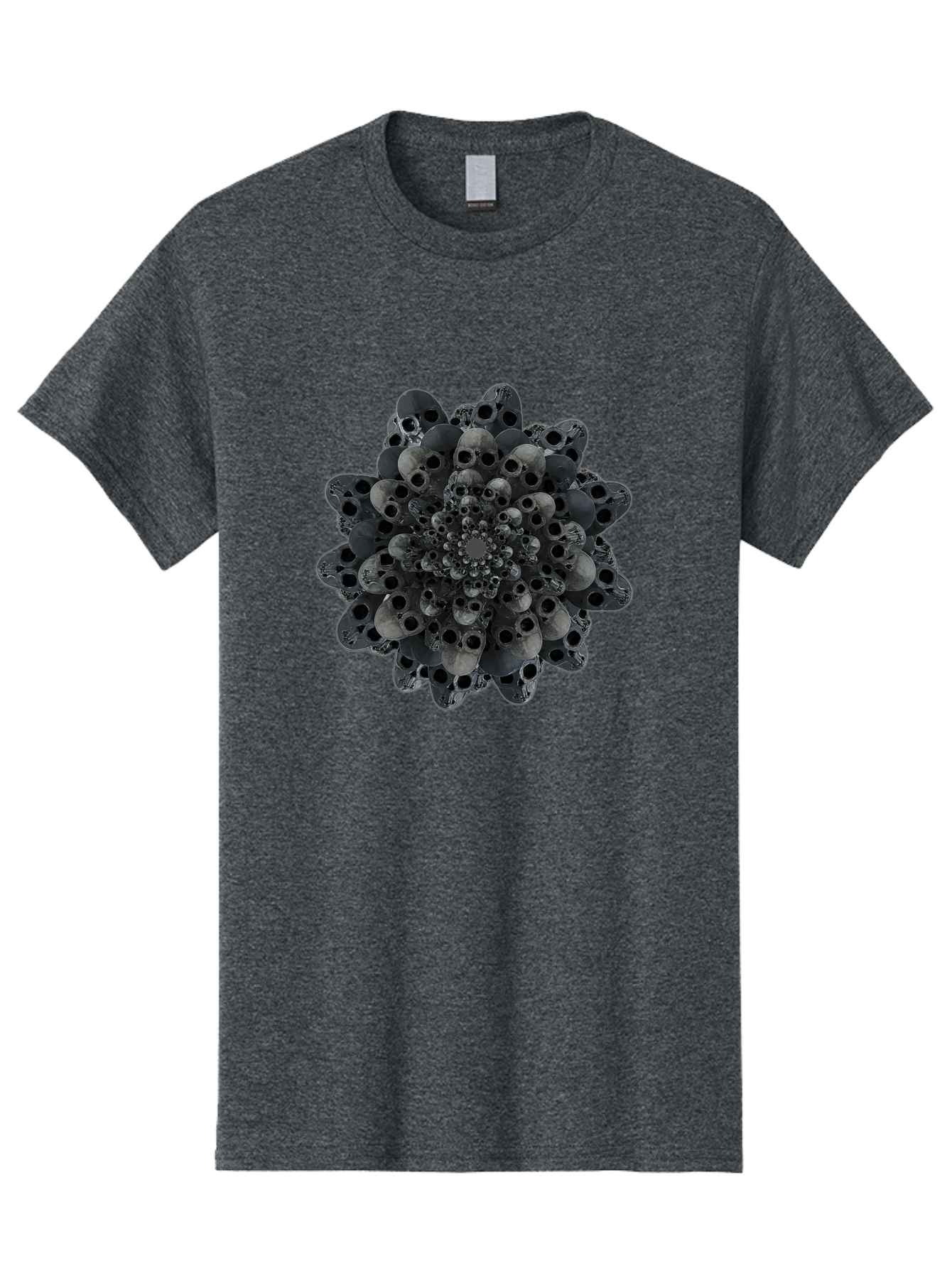 Skull-Cluster-1 Men'S Graphic Tee, 100% Cotton, Comfortable Casual Summer Wear, Machine Washable, Skull Flower, Human Skulls, Floral Arrangement, Dark Art, Gothic Decor, Skulls, Eerie Art, Dark Floral Design, Macabre Bad581