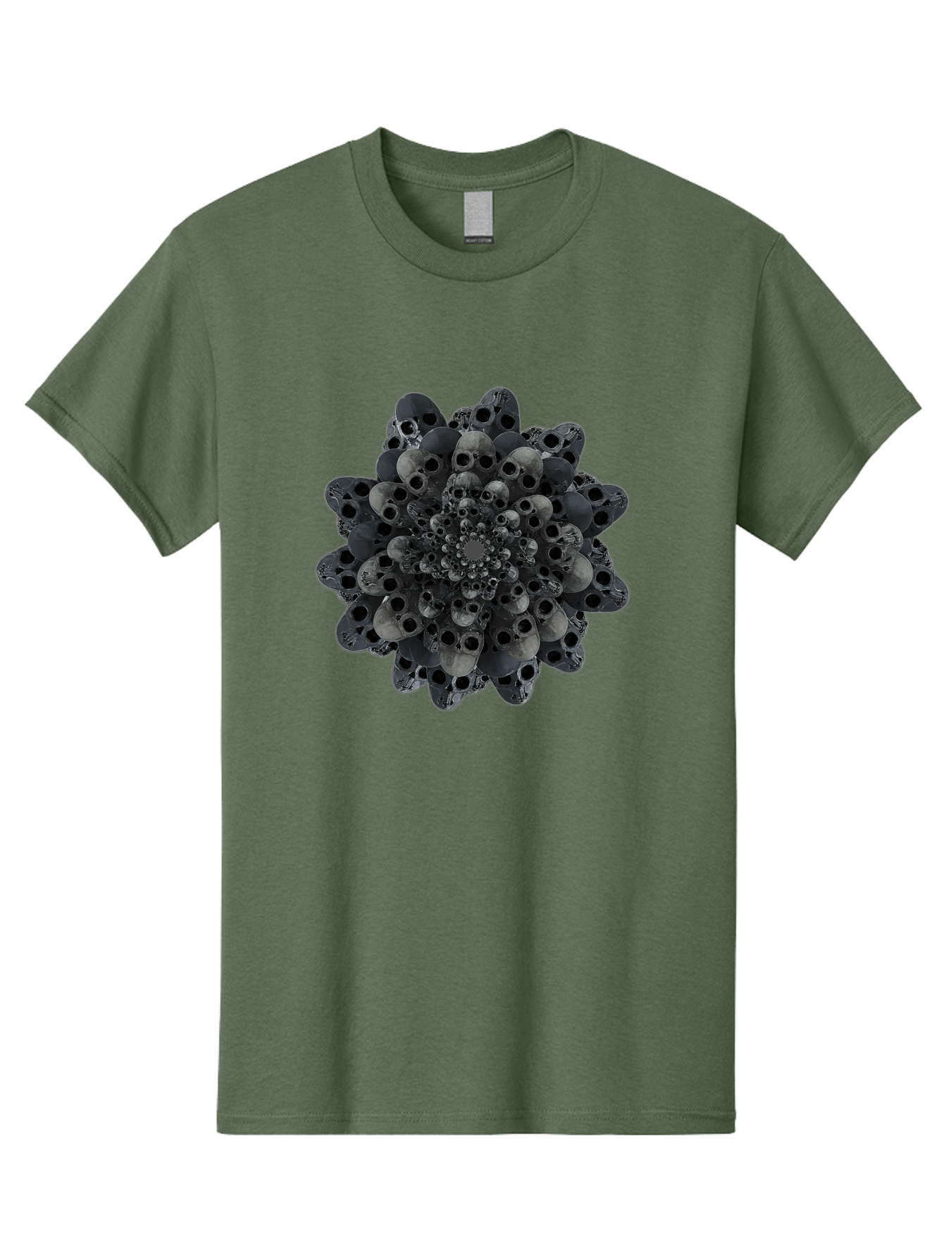 Skull-Cluster-1 Men'S Graphic Tee, 100% Cotton, Comfortable Casual Summer Wear, Machine Washable, Skull Flower, Human Skulls, Floral Arrangement, Dark Art, Gothic Decor, Skulls, Eerie Art, Dark Floral Design, Macabre Bad581