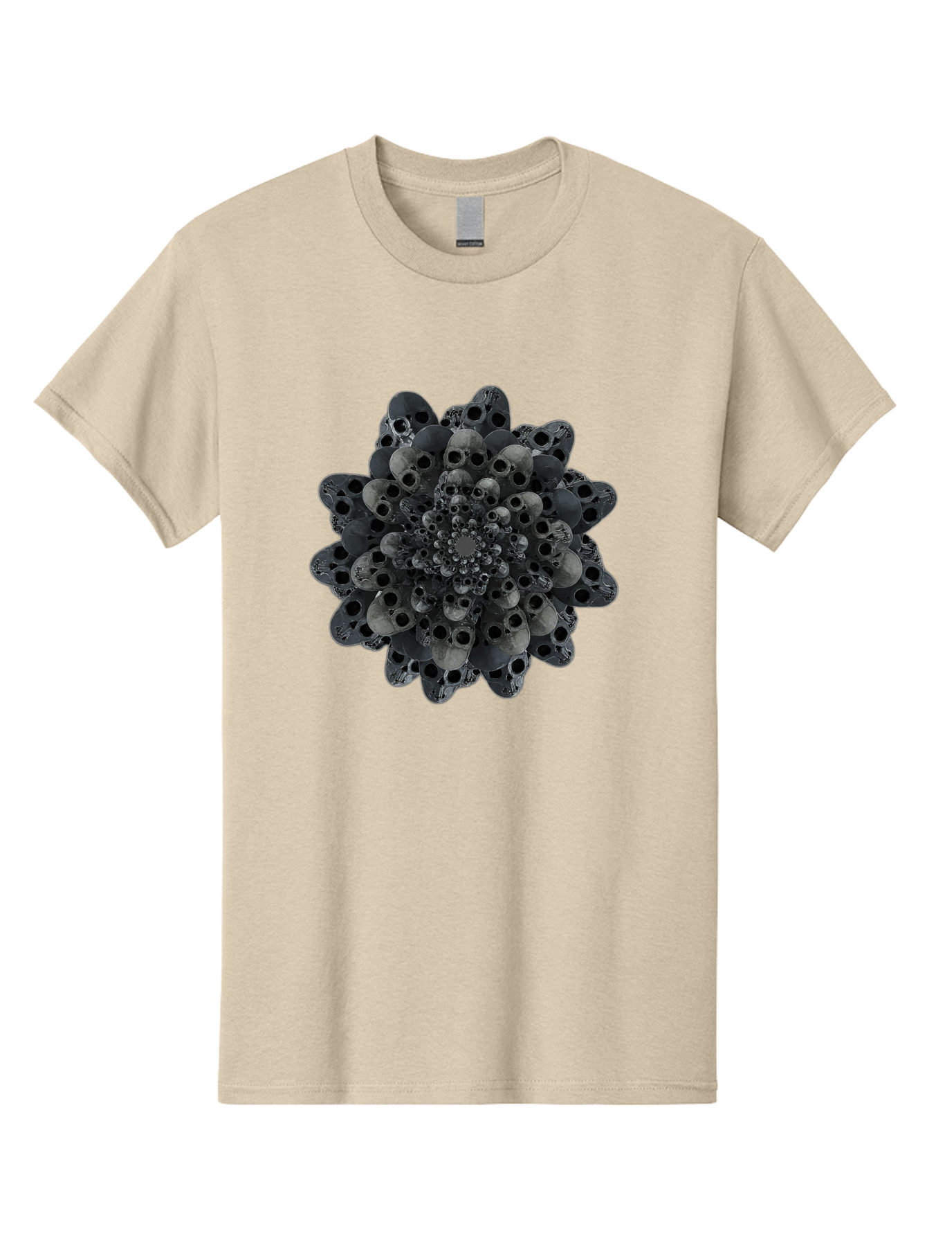 Skull-Cluster-1 Men'S Graphic Tee, 100% Cotton, Comfortable Casual Summer Wear, Machine Washable, Skull Flower, Human Skulls, Floral Arrangement, Dark Art, Gothic Decor, Skulls, Eerie Art, Dark Floral Design, Macabre Bad581
