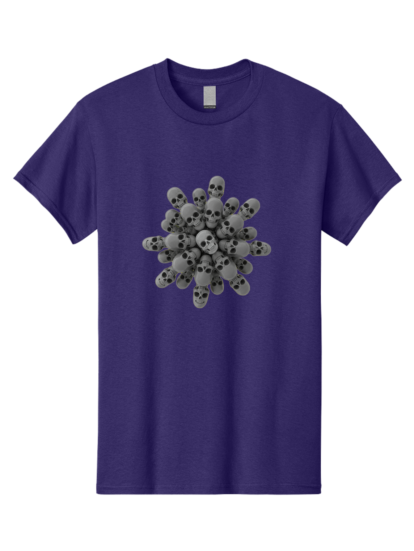 Skull-Cluster Men'S Graphic Tee, 100% Cotton, Comfortable Casual Summer Wear, Machine Washable, Cluster Of Gray Skulls, Multiple Skulls, Human Skulls, 3D Rendering, Skull Collection, Dark Art, Horror Theme, Macabre Symbolism, Death Imagery Bad583