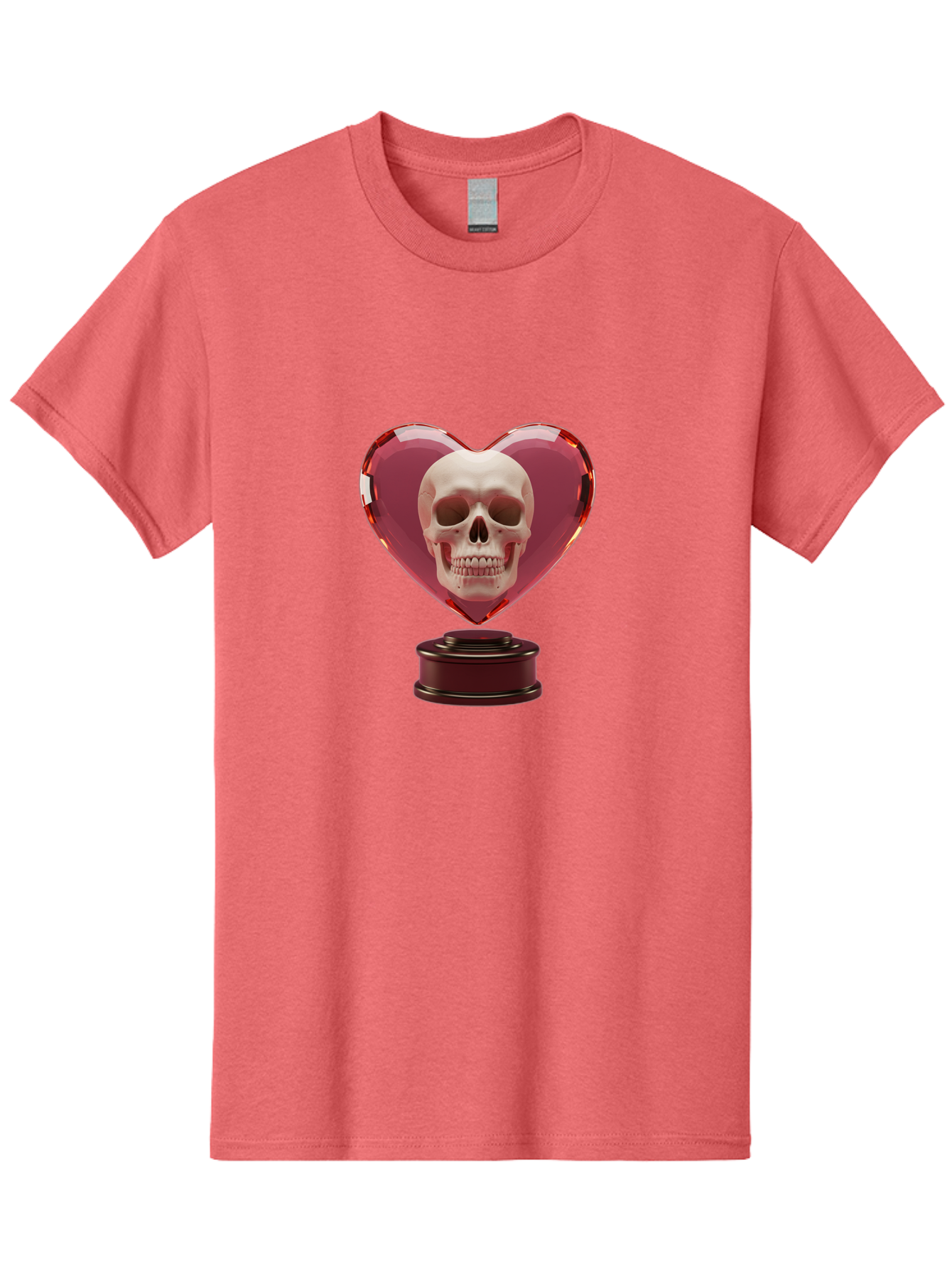 Skull-Heart-Trophy Men'S Graphic Tee, 100% Cotton, Comfortable Casual Summer Wear, Machine Washable, Human Skull, Heart-Shaped Frame, Gothic Decor, Dark Art, Strange Art, Unique Collectible, Dark Romance, Gothic Aesthetic, Unusual Trophy Bad587