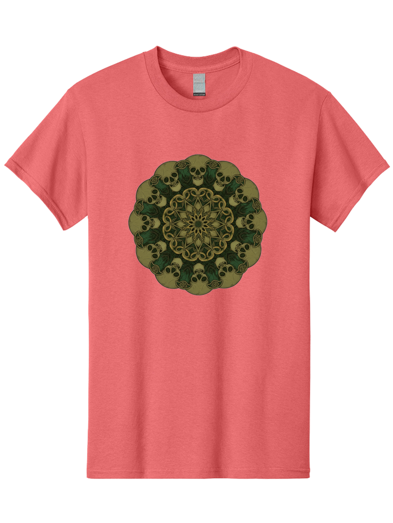 Skull-Mandala-1 Men'S Graphic Tee, 100% Cotton, Comfortable Casual Summer Wear, Machine Washable, Skull Mandala, Intricate Design, Mystic Symbols, Gothic Art, Skulls, Mandala Pattern, Mystical Imagery, Symbolic Art, Dark Mysticism Bad595