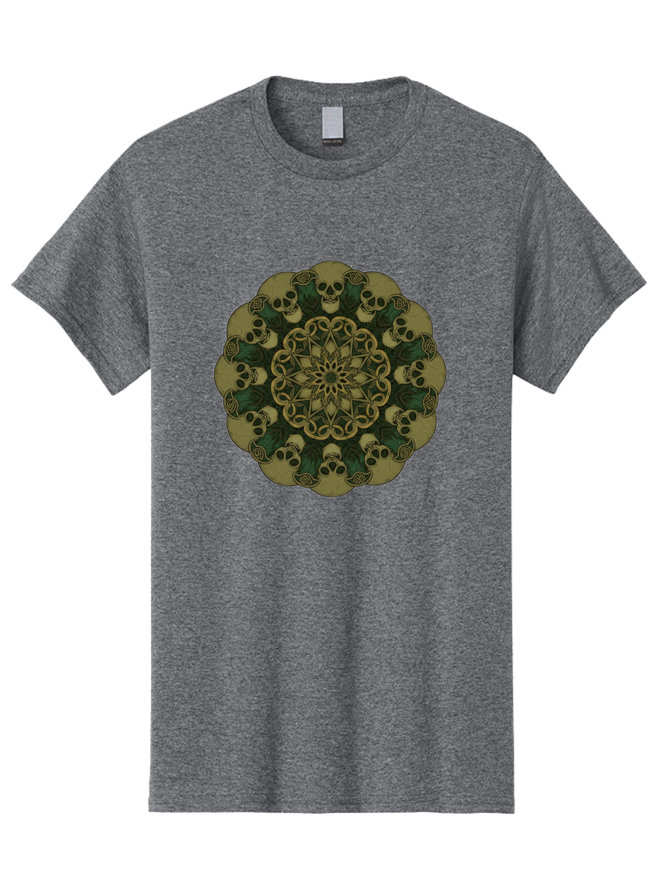 Skull-Mandala-1 Men'S Graphic Tee, 100% Cotton, Comfortable Casual Summer Wear, Machine Washable, Skull Mandala, Intricate Design, Mystic Symbols, Gothic Art, Skulls, Mandala Pattern, Mystical Imagery, Symbolic Art, Dark Mysticism Bad595