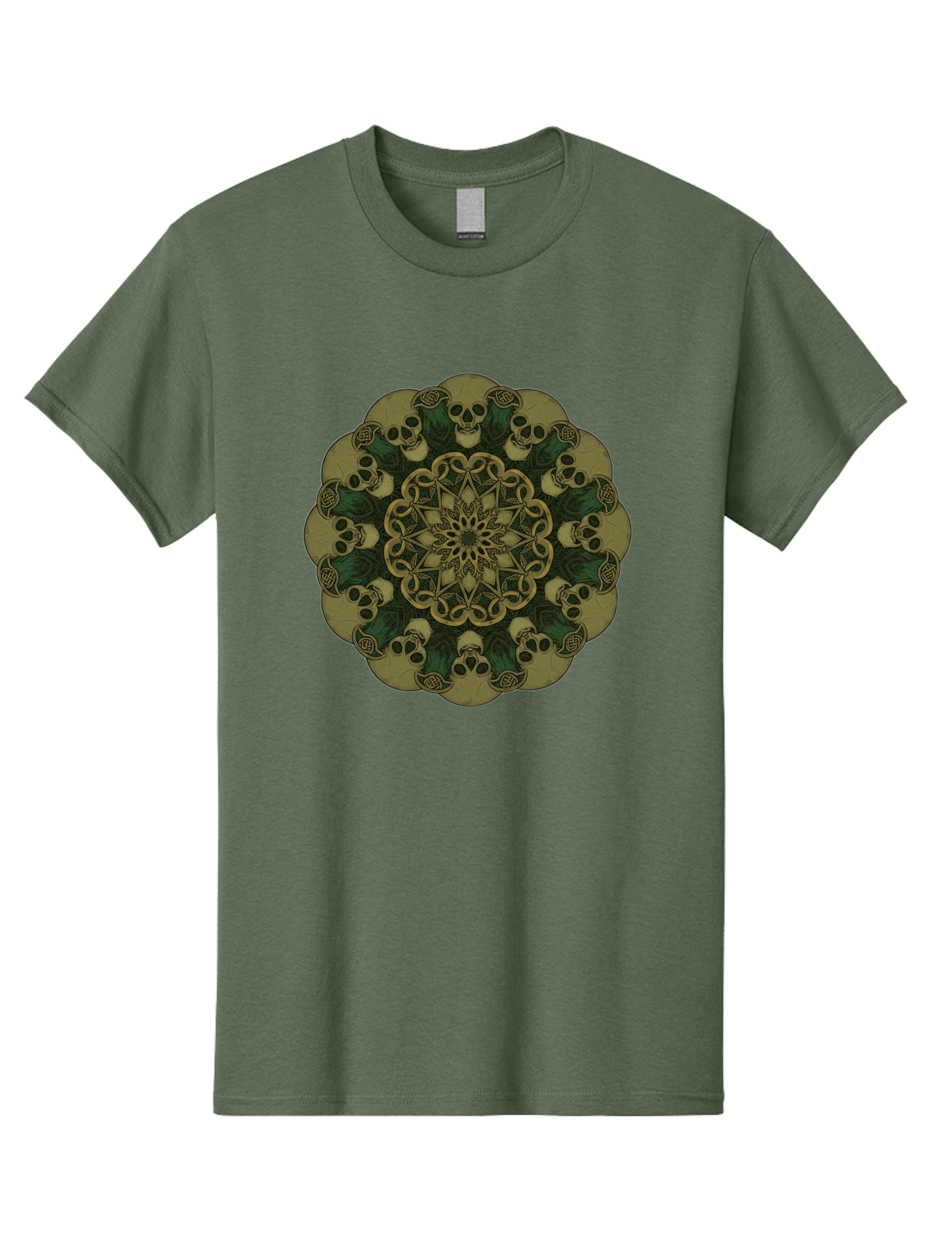 Skull-Mandala-1 Men'S Graphic Tee, 100% Cotton, Comfortable Casual Summer Wear, Machine Washable, Skull Mandala, Intricate Design, Mystic Symbols, Gothic Art, Skulls, Mandala Pattern, Mystical Imagery, Symbolic Art, Dark Mysticism Bad595