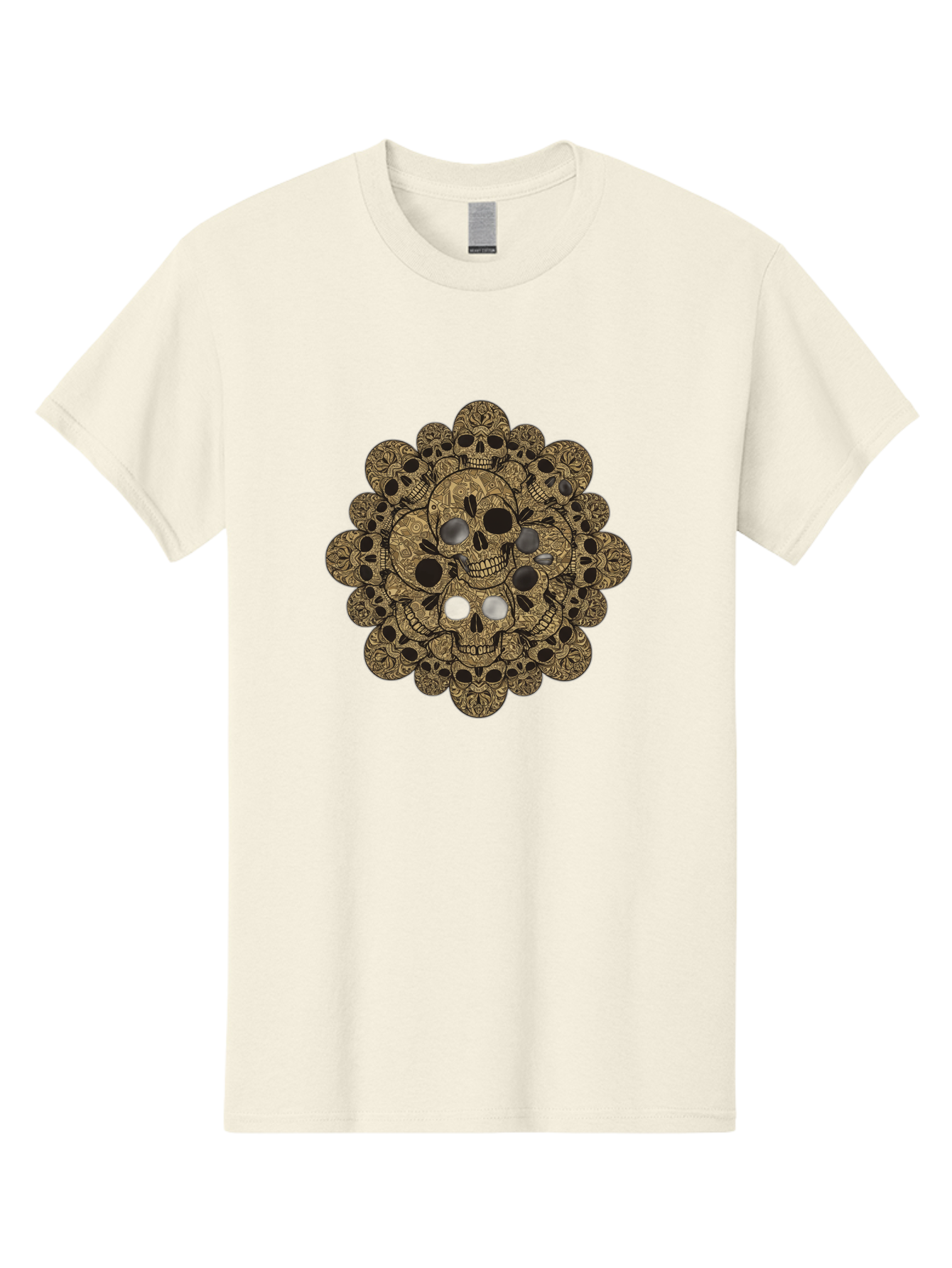 Skull-Mandala-4 Men'S Graphic Tee, 100% Cotton, Comfortable Casual Summer Wear, Machine Washable, Sugar Skulls, Floral Skull Design, Intricate Patterns, Day Of The Dead, Mexican Culture, Symbolic Art, Ornate Skulls Bad598