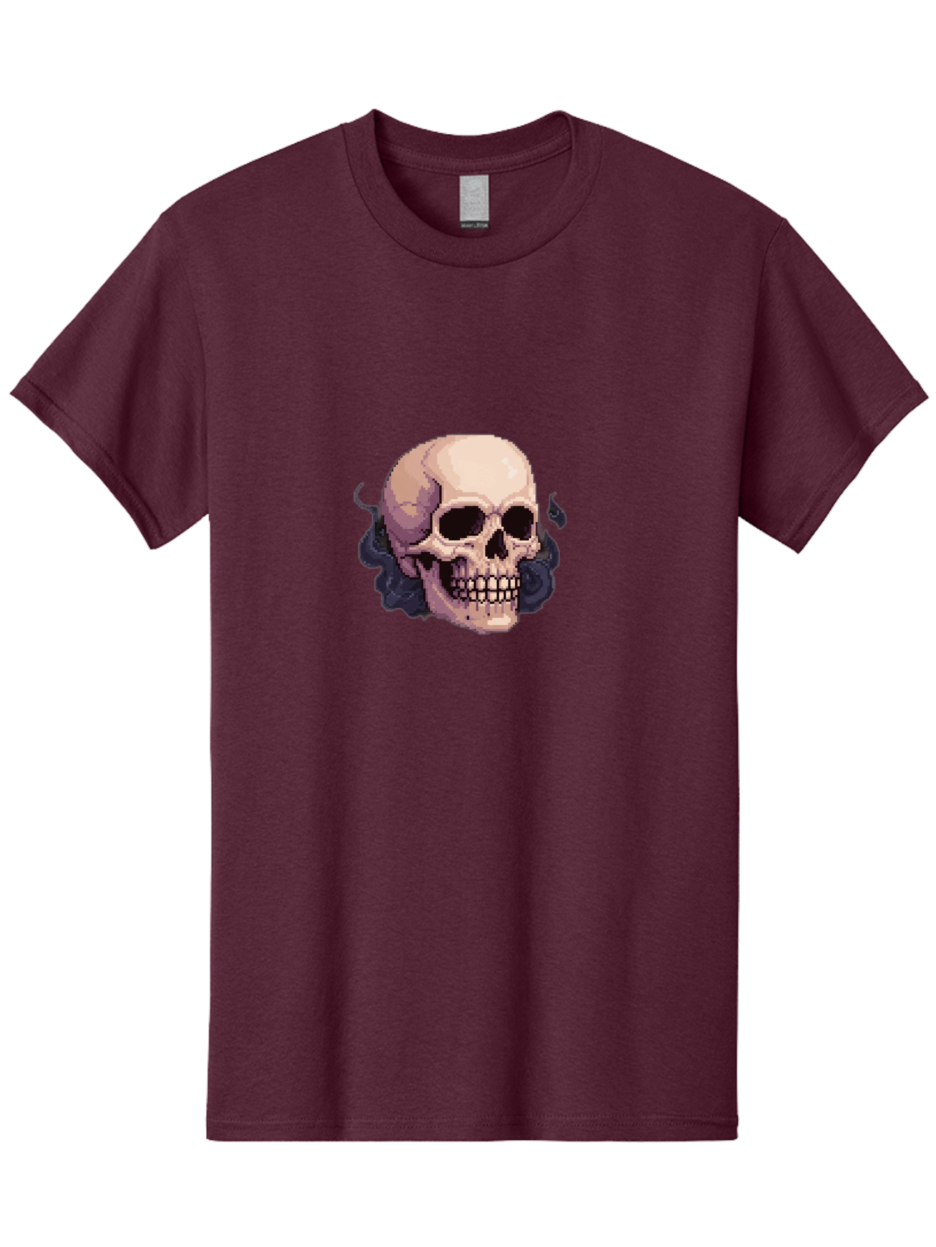 Skull-With-Tentacles Men'S Graphic Tee, 100% Cotton, Comfortable Casual Summer Wear, Machine Washable, Pixel Art Skull, Human Skull, Smoke Effects, Dark Magic, Mysterious, Gothic Style, Spooky Atmosphere, Eerie, Halloween Theme Bad621