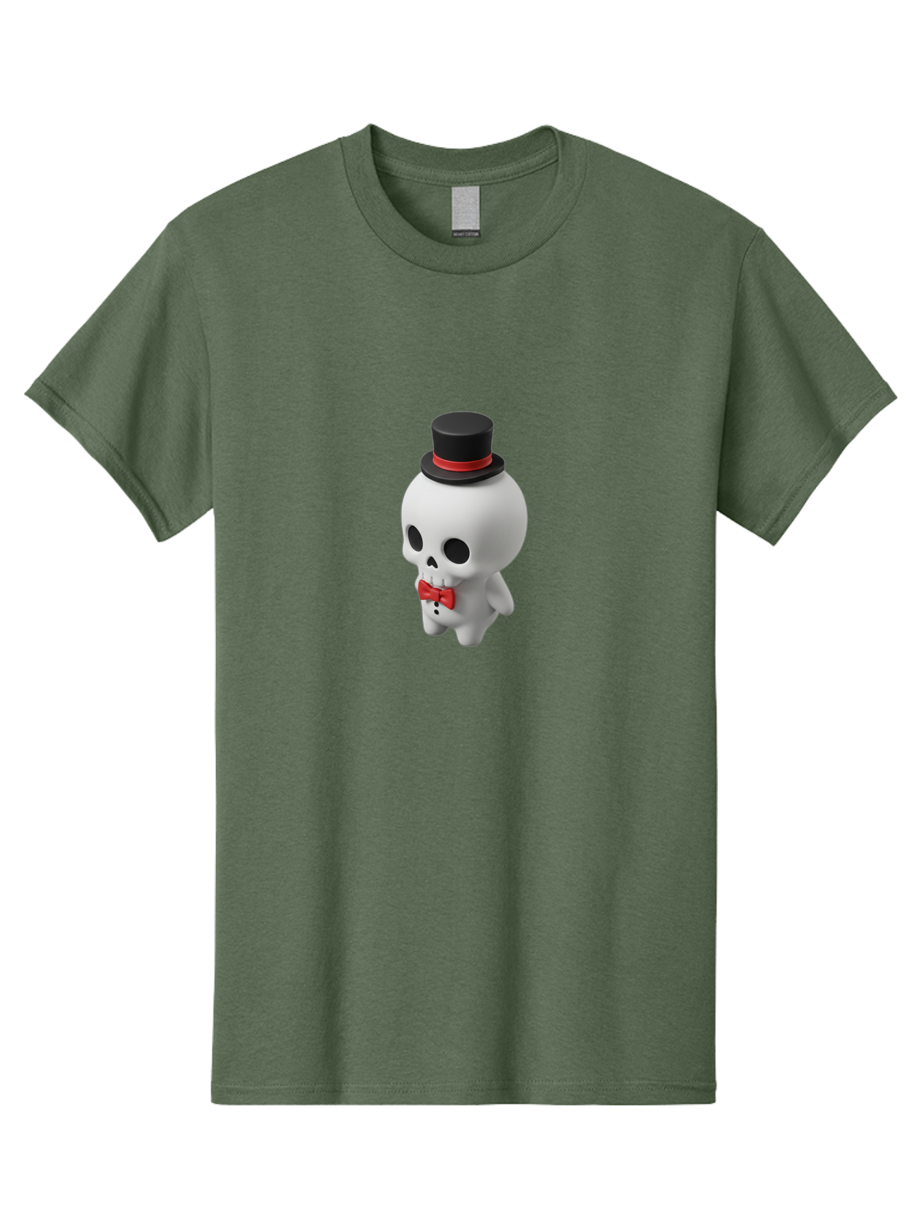 Skull-With-Top-Hat-1 Men'S Graphic Tee, 100% Cotton, Comfortable Casual Summer Wear, Machine Washable, Cartoon Skull, Top Hat, Red Bow Tie, Black Hatband, 3D Illustration, Gothic Style, Skull Character, Fashion Accessories, Stylish Skeleton Bad622