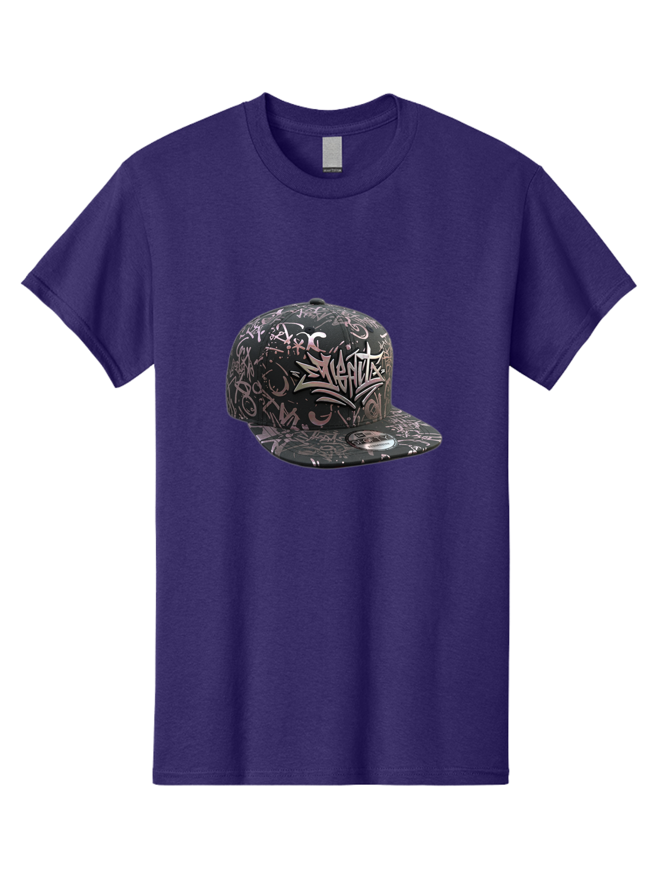 Slanted-Graffiti Men'S Graphic Tee, 100% Cotton, Comfortable Casual Summer Wear, Machine Washable, Black Baseball Cap, Graffiti Design, Streetwear Fashion, Urban Style, Snaghtz Logo, Casual Wear, Trendy Accessories, 47 Brand Label Bad628