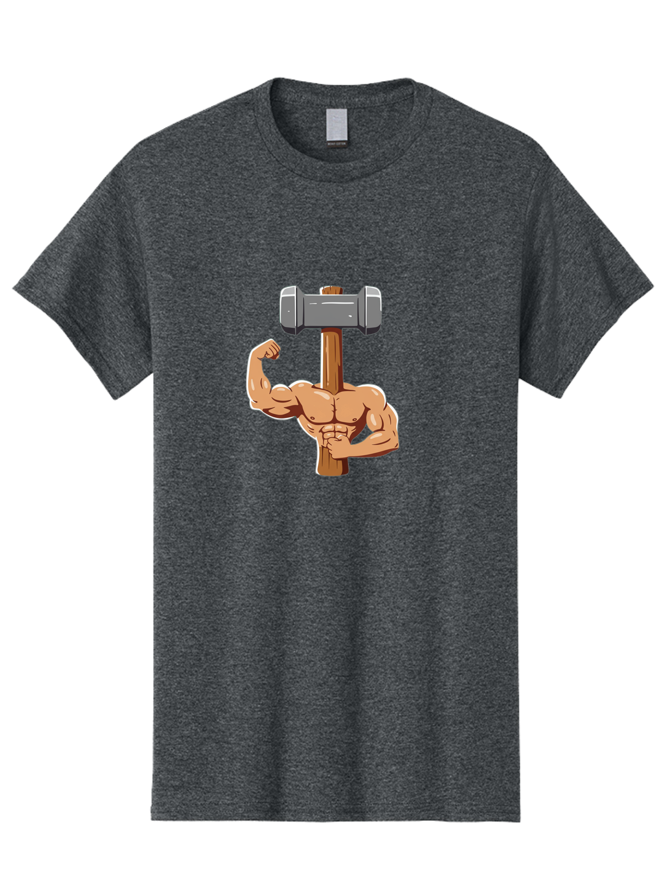 Sledge-Hammer-Arm Men'S Graphic Tee, 100% Cotton, Comfortable Casual Summer Wear, Machine Washable, Strong Arm, Flexed Bicep, Muscular Physique, Sledgehammer, Power Symbol, Strength Training, Fitness, Cartoon Illustration, Bodybuilding Bad629