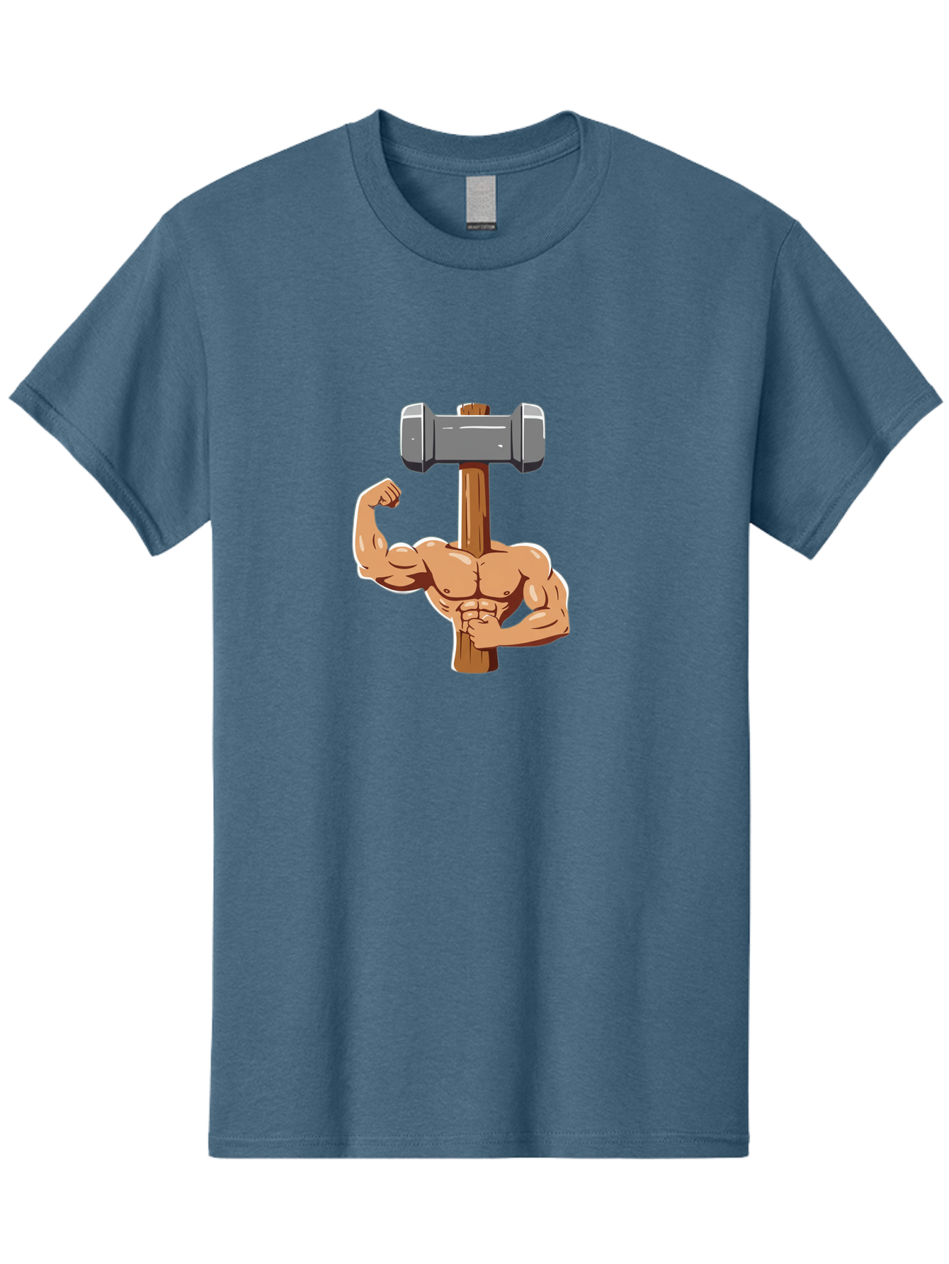 Sledge-Hammer-Arm Men'S Graphic Tee, 100% Cotton, Comfortable Casual Summer Wear, Machine Washable, Strong Arm, Flexed Bicep, Muscular Physique, Sledgehammer, Power Symbol, Strength Training, Fitness, Cartoon Illustration, Bodybuilding Bad629