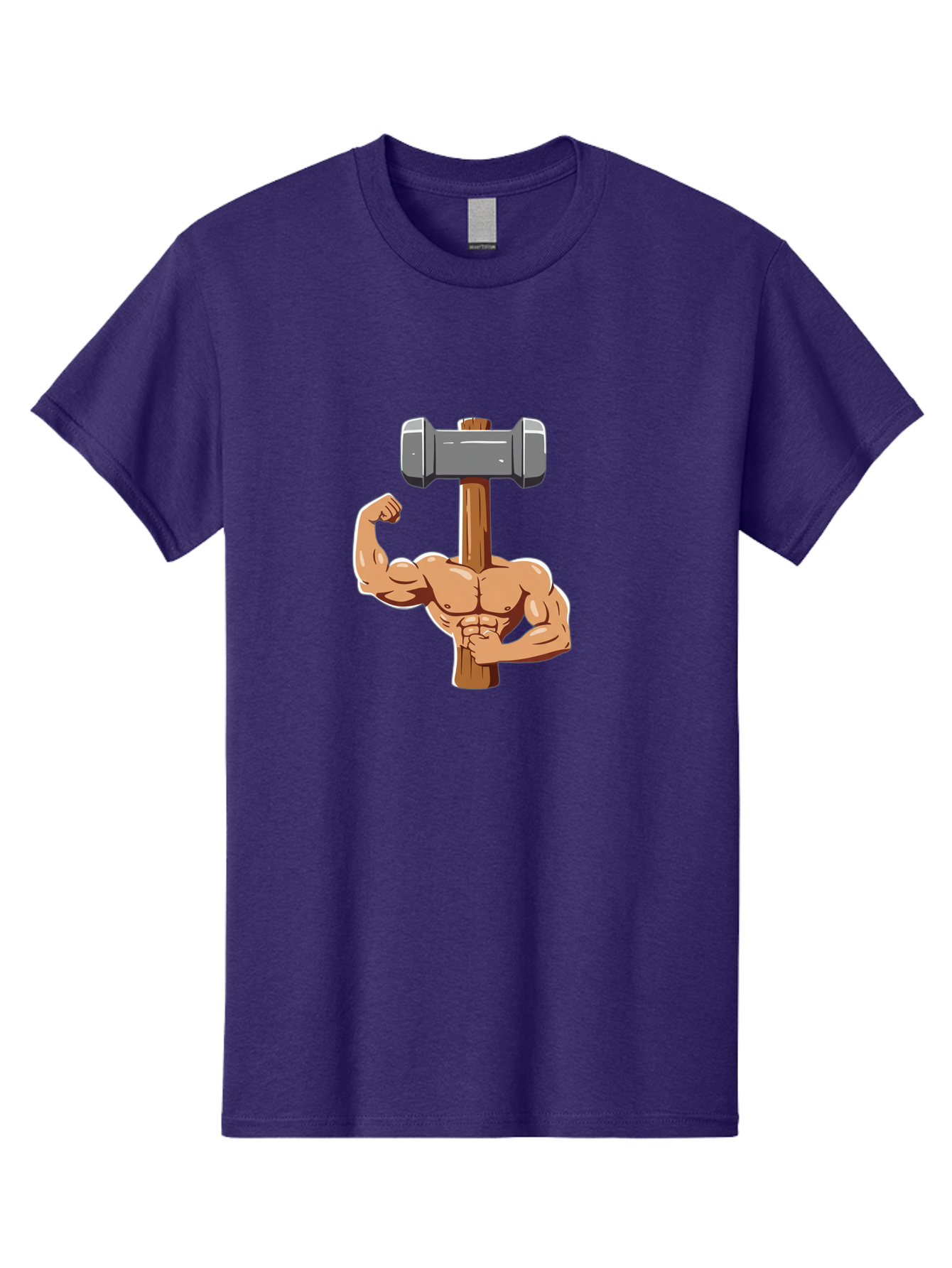 Sledge-Hammer-Arm Men'S Graphic Tee, 100% Cotton, Comfortable Casual Summer Wear, Machine Washable, Strong Arm, Flexed Bicep, Muscular Physique, Sledgehammer, Power Symbol, Strength Training, Fitness, Cartoon Illustration, Bodybuilding Bad629