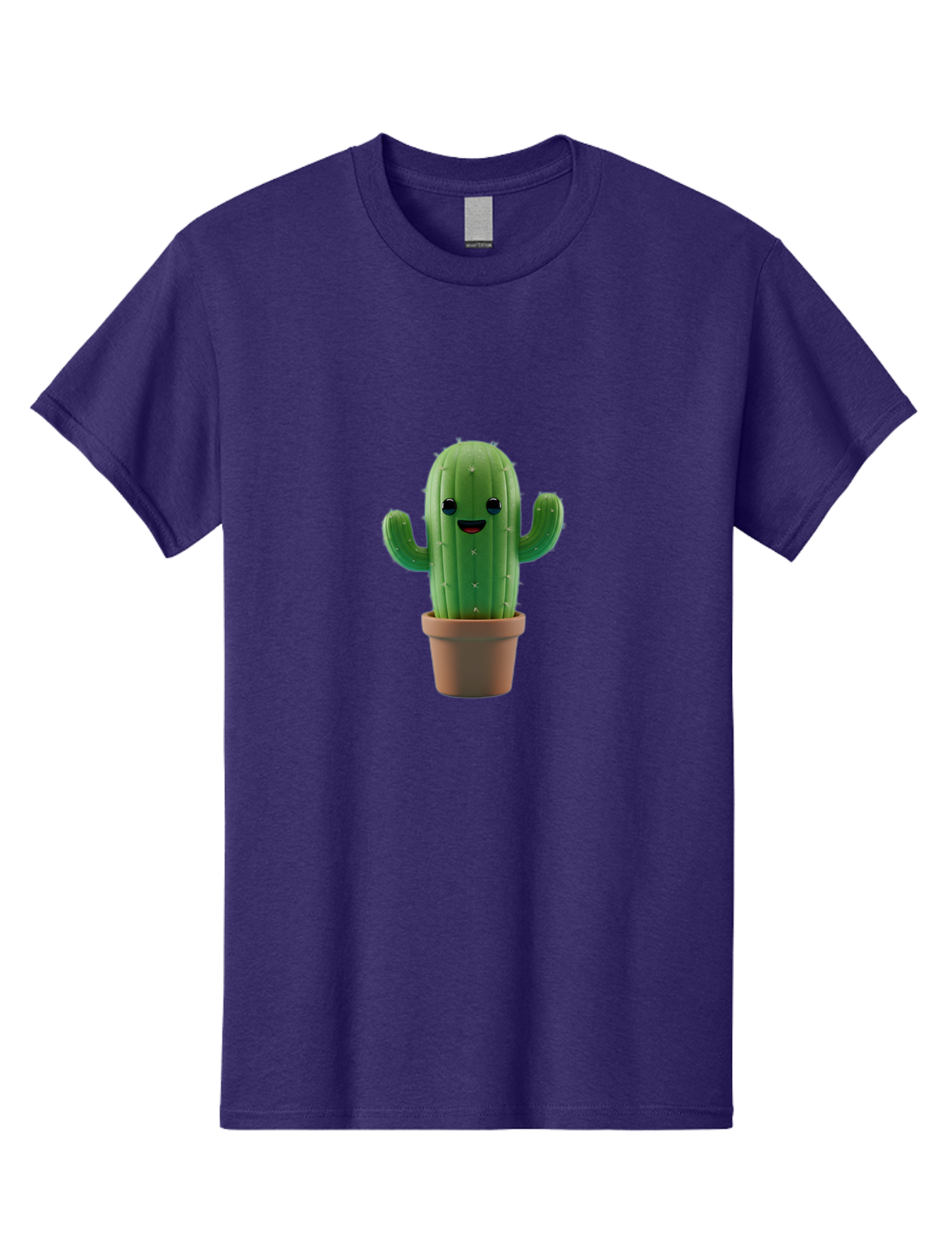 Smiling-Cactus Men'S Graphic Tee, 100% Cotton, Comfortable Casual Summer Wear, Machine Washable, Cartoon Cactus, Smiling Cactus, Potted Plant, Cute Character, Green Cactus, Happy Face, Friendly Cactus, Quirky Design Bad636