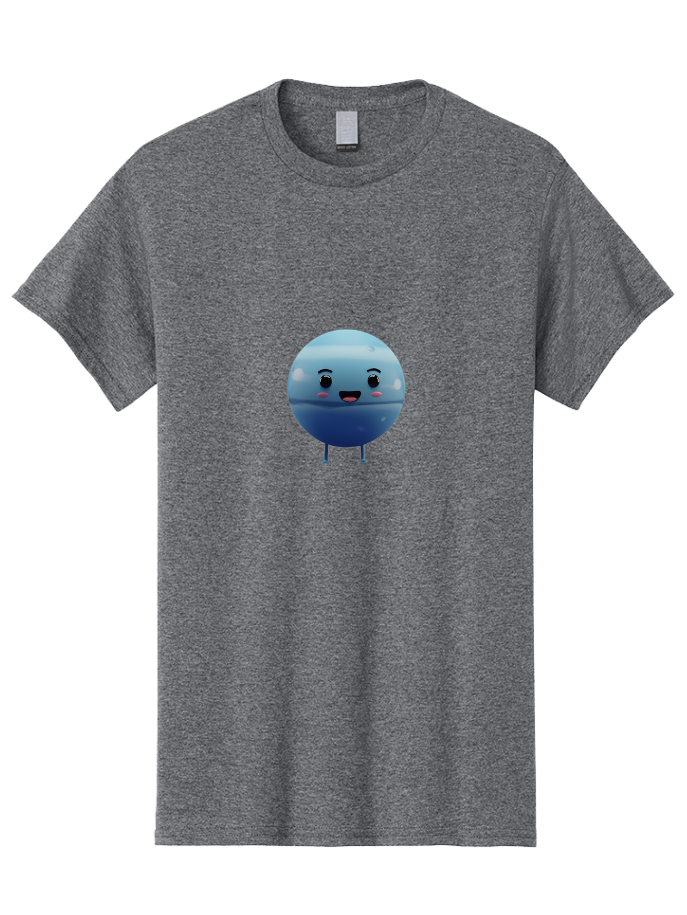 Smiling-Earth Men'S Graphic Tee, 100% Cotton, Comfortable Casual Summer Wear, Machine Washable, Water Droplet Character, Cute Cartoon Illustration, Blue Water Droplet, Happy Face, Rosy Cheeks, Funny Animation, Playful Vibe, Smiling Water Drop Bad637