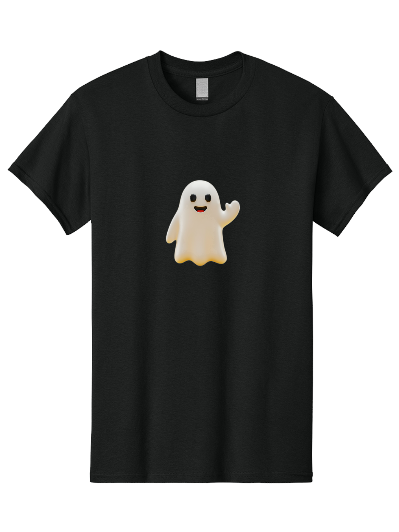 Smiling-Ghost Men'S Graphic Tee, 100% Cotton, Comfortable Casual Summer Wear, Machine Washable, Happy Ghost, Cartoon Ghost, Friendly Spirit, Smiling Face, Waving Ghost, Cartoon Character, Halloween Icon, Ghostly Figure, Cute Ghost Bad642