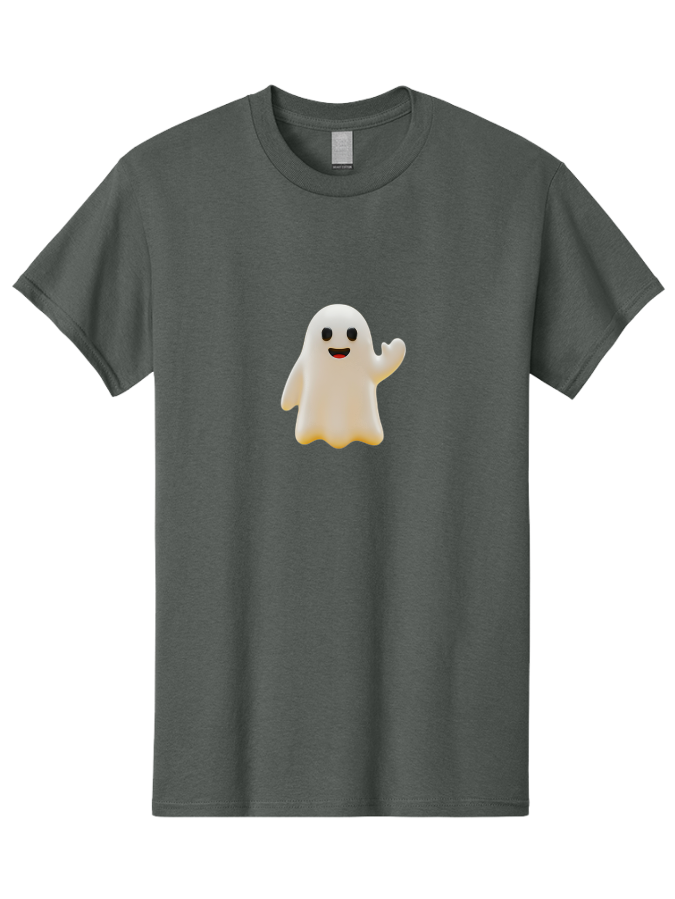 Smiling-Ghost Men'S Graphic Tee, 100% Cotton, Comfortable Casual Summer Wear, Machine Washable, Happy Ghost, Cartoon Ghost, Friendly Spirit, Smiling Face, Waving Ghost, Cartoon Character, Halloween Icon, Ghostly Figure, Cute Ghost Bad642