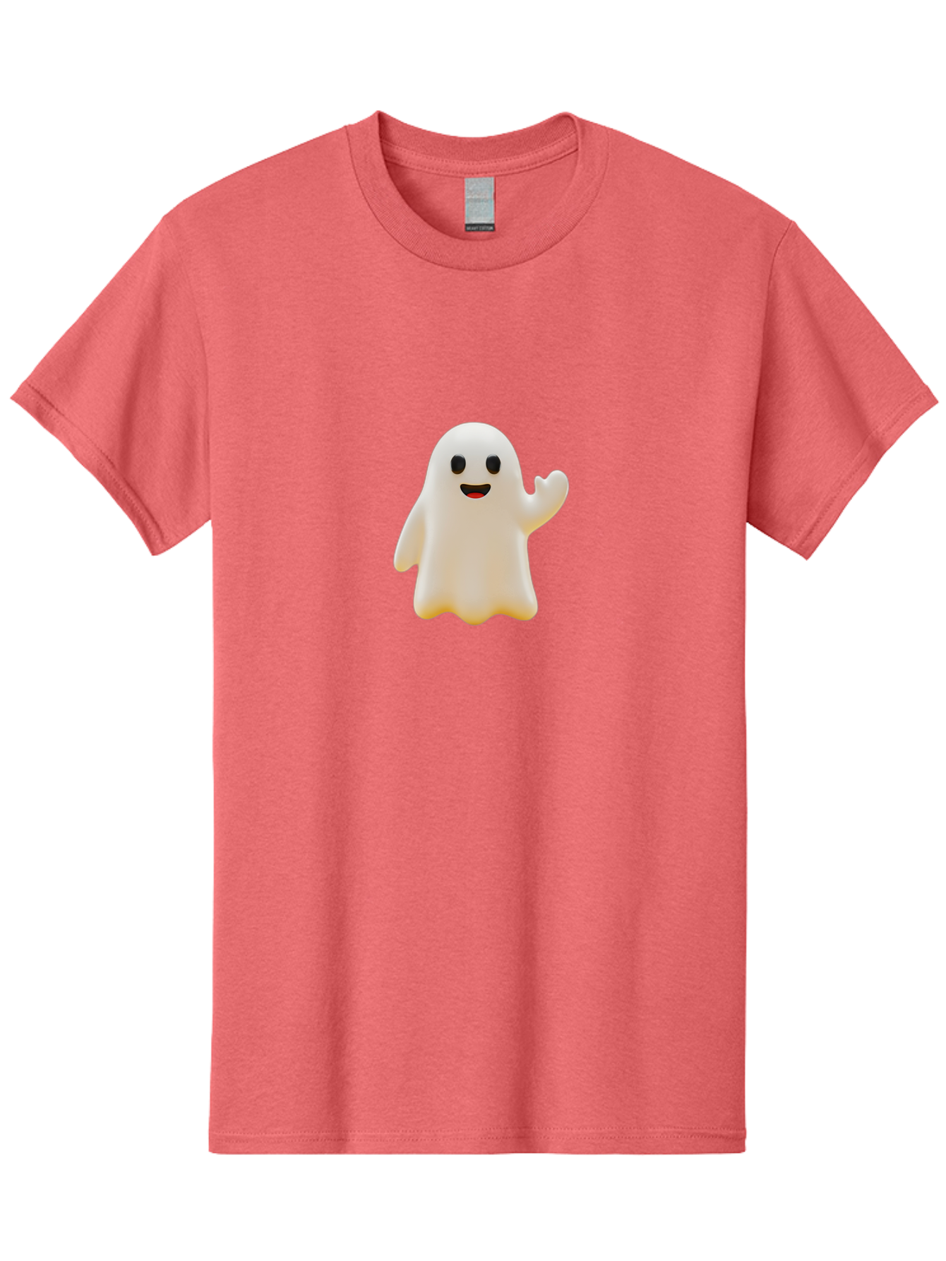 Smiling-Ghost Men'S Graphic Tee, 100% Cotton, Comfortable Casual Summer Wear, Machine Washable, Happy Ghost, Cartoon Ghost, Friendly Spirit, Smiling Face, Waving Ghost, Cartoon Character, Halloween Icon, Ghostly Figure, Cute Ghost Bad642
