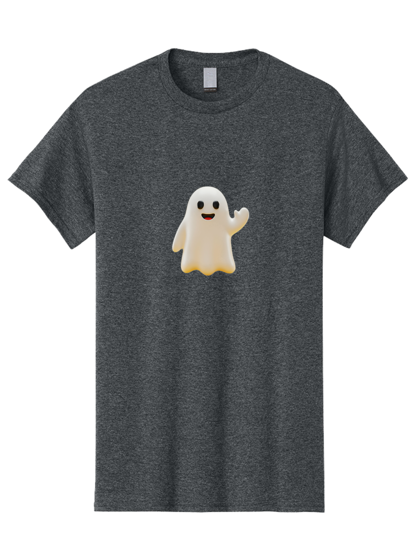 Smiling-Ghost Men'S Graphic Tee, 100% Cotton, Comfortable Casual Summer Wear, Machine Washable, Happy Ghost, Cartoon Ghost, Friendly Spirit, Smiling Face, Waving Ghost, Cartoon Character, Halloween Icon, Ghostly Figure, Cute Ghost Bad642