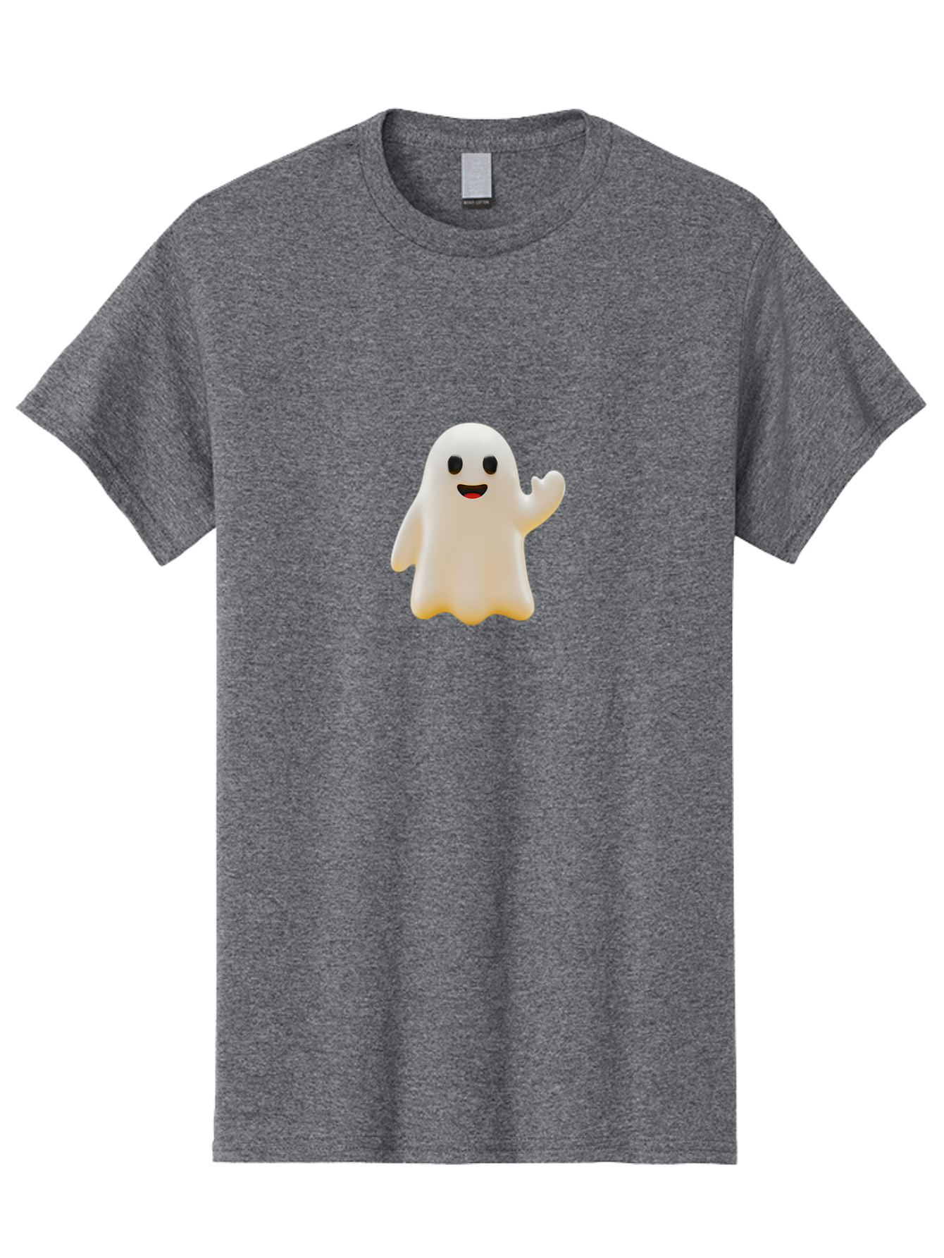 Smiling-Ghost Men'S Graphic Tee, 100% Cotton, Comfortable Casual Summer Wear, Machine Washable, Happy Ghost, Cartoon Ghost, Friendly Spirit, Smiling Face, Waving Ghost, Cartoon Character, Halloween Icon, Ghostly Figure, Cute Ghost Bad642