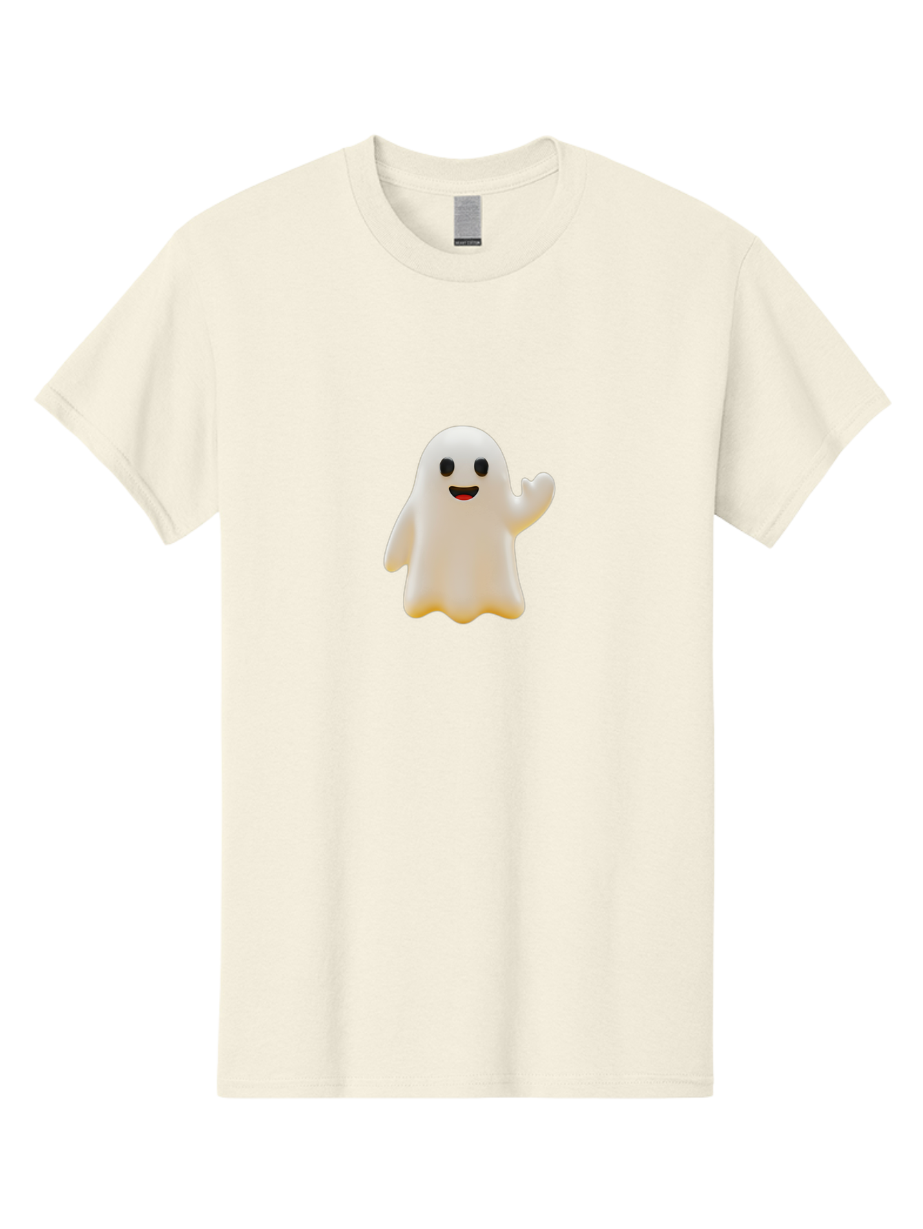 Smiling-Ghost Men'S Graphic Tee, 100% Cotton, Comfortable Casual Summer Wear, Machine Washable, Happy Ghost, Cartoon Ghost, Friendly Spirit, Smiling Face, Waving Ghost, Cartoon Character, Halloween Icon, Ghostly Figure, Cute Ghost Bad642