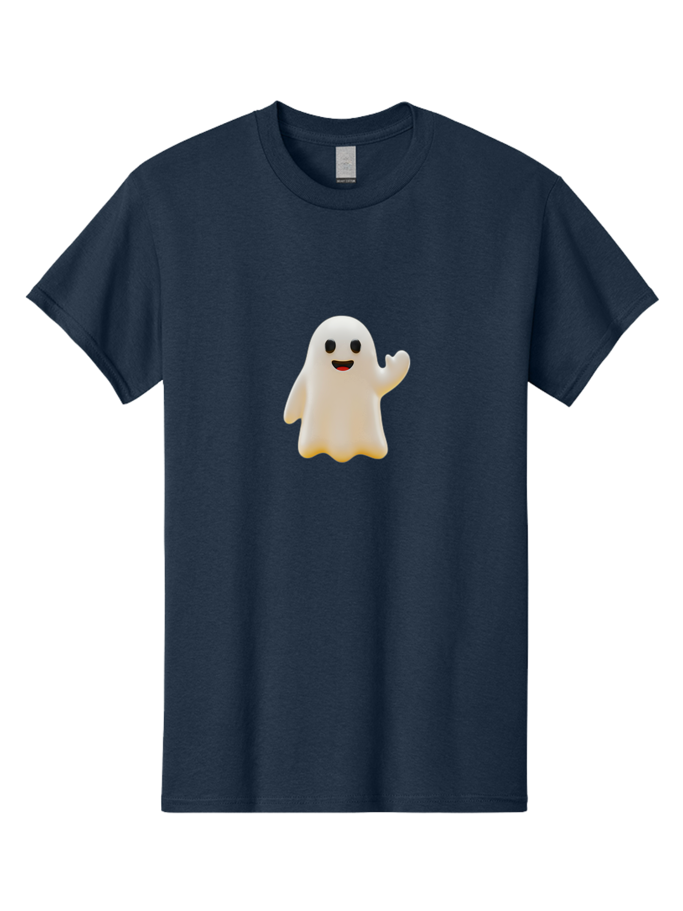 Smiling-Ghost Men'S Graphic Tee, 100% Cotton, Comfortable Casual Summer Wear, Machine Washable, Happy Ghost, Cartoon Ghost, Friendly Spirit, Smiling Face, Waving Ghost, Cartoon Character, Halloween Icon, Ghostly Figure, Cute Ghost Bad642