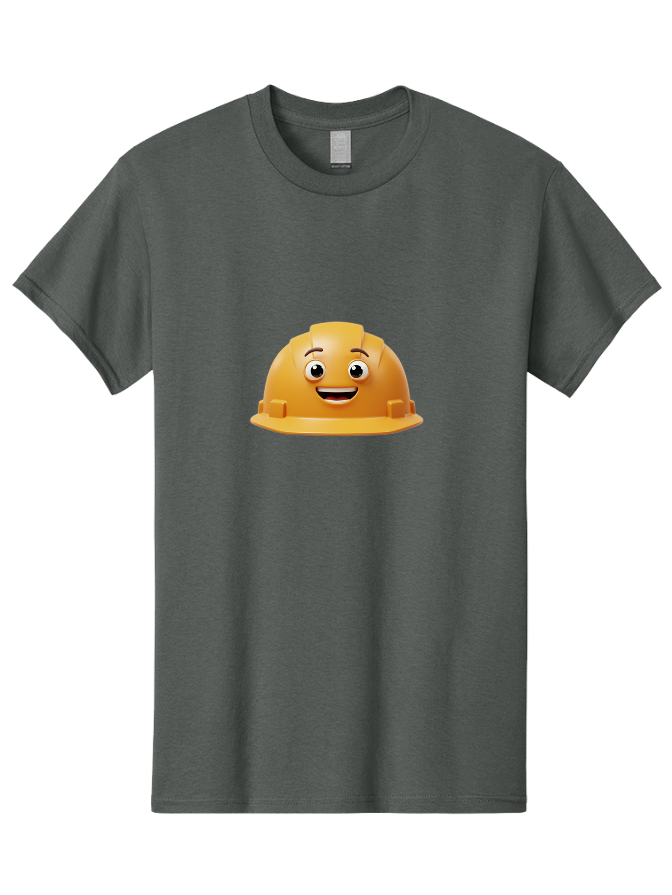 Smiling-Hard-Hat Men'S Graphic Tee, 100% Cotton, Comfortable Casual Summer Wear, Machine Washable, Safety Helmet, Hard Hat, Cartoon Character, Smiling Face, Construction Worker, Occupational Safety, Protective Gear, 3D Illustration Bad644