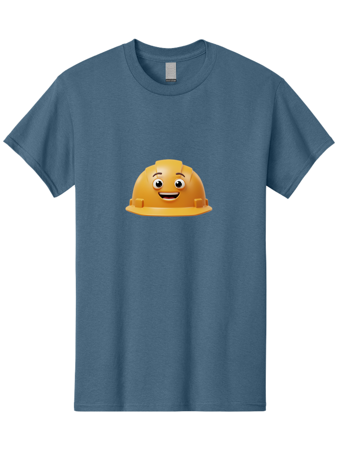 Smiling-Hard-Hat Men'S Graphic Tee, 100% Cotton, Comfortable Casual Summer Wear, Machine Washable, Safety Helmet, Hard Hat, Cartoon Character, Smiling Face, Construction Worker, Occupational Safety, Protective Gear, 3D Illustration Bad644