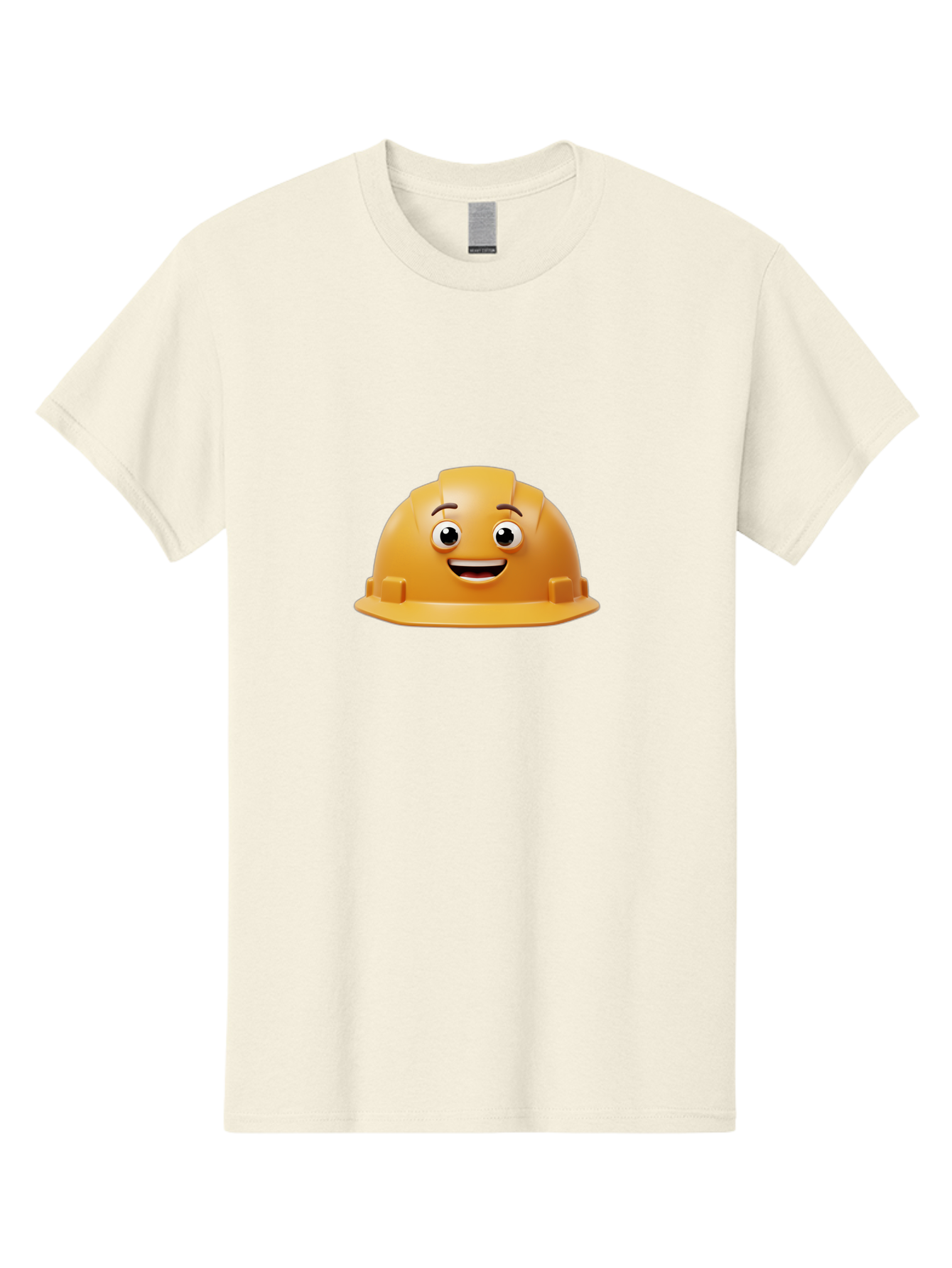 Smiling-Hard-Hat Men'S Graphic Tee, 100% Cotton, Comfortable Casual Summer Wear, Machine Washable, Safety Helmet, Hard Hat, Cartoon Character, Smiling Face, Construction Worker, Occupational Safety, Protective Gear, 3D Illustration Bad644